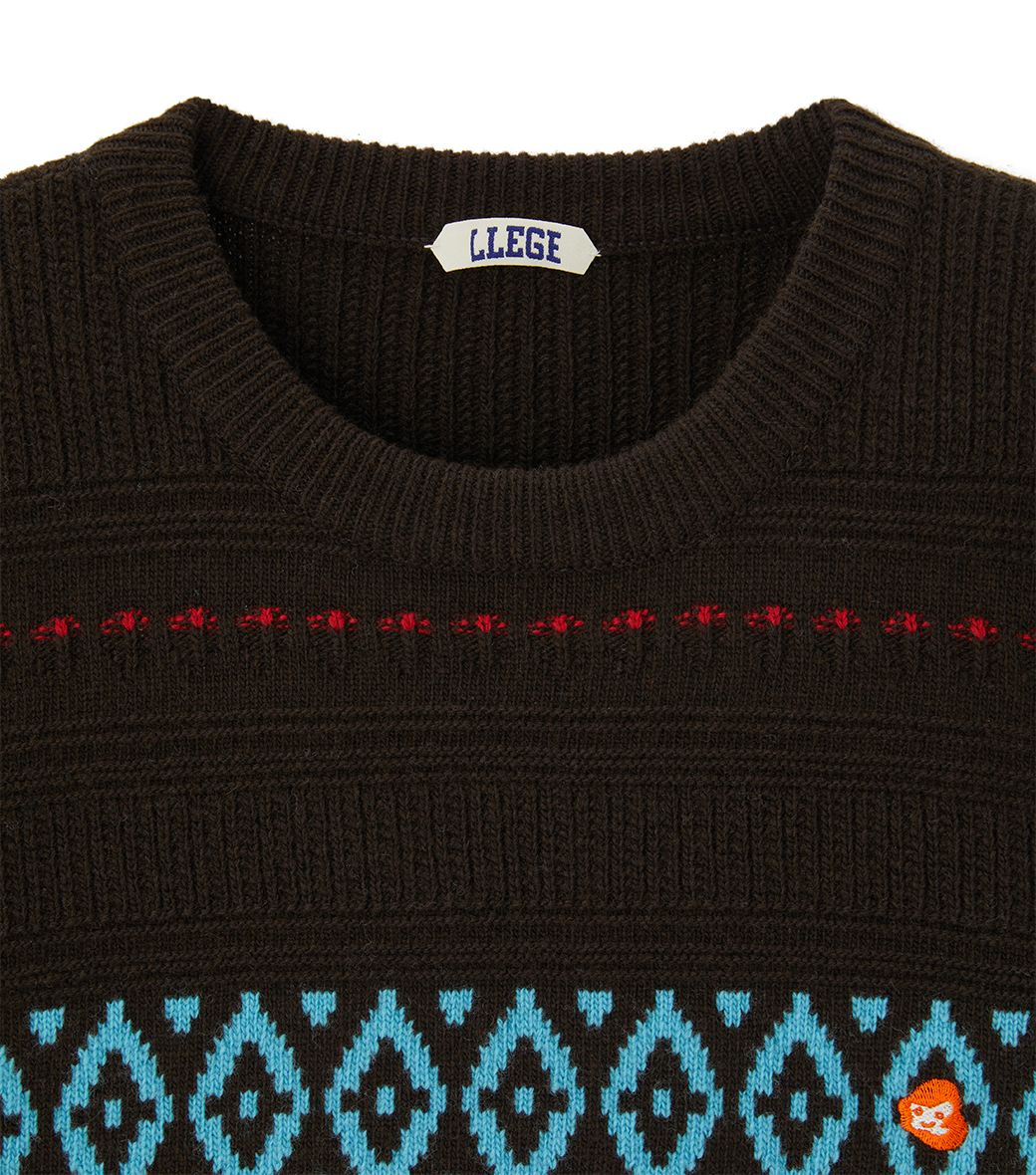 Llege - Fair Isle Round Sweater (Brown) product image 4 | TRAB K-Fashion Australia