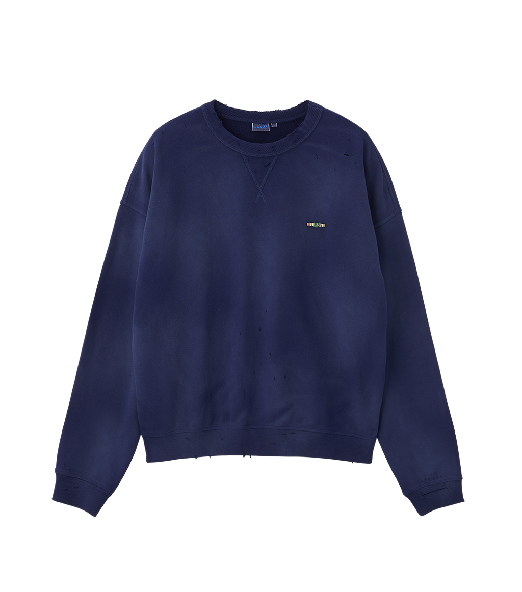 Llege - Garment Dyed Cube Logo Sweatshirt (Navy) product image 1 | TRAB K-Fashion Australia