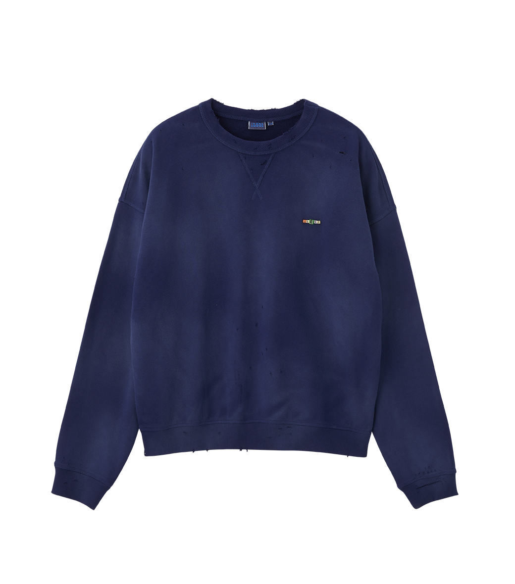 Llege - Garment Dyed Cube Logo Sweatshirt (Navy) product image 1 | TRAB K-Fashion Australia