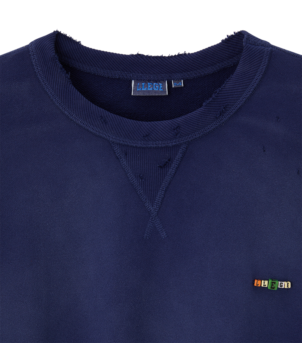 Llege - Garment Dyed Cube Logo Sweatshirt (Navy) product image 4 | TRAB K-Fashion Australia
