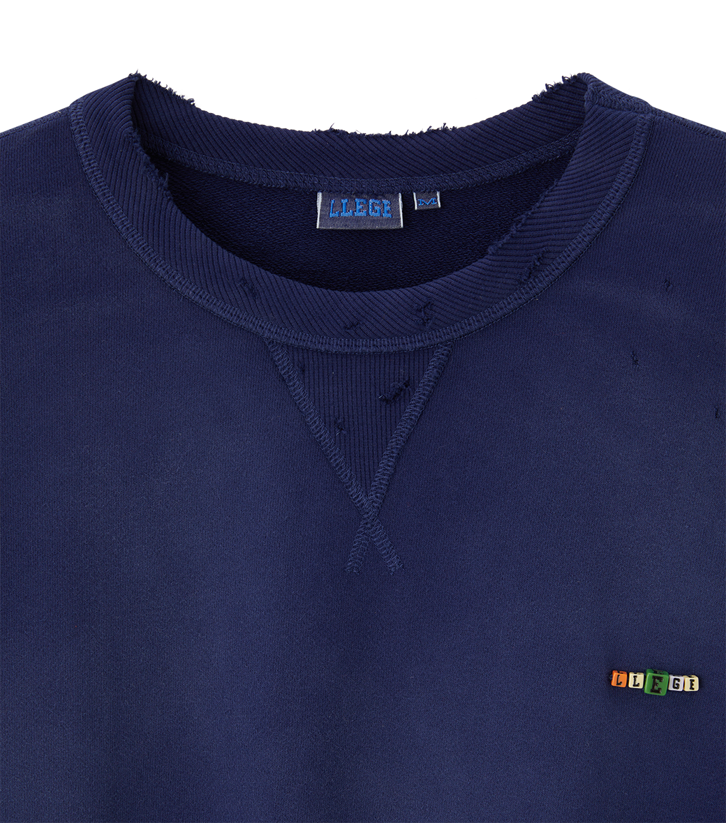 Llege - Garment Dyed Cube Logo Sweatshirt (Navy) product image 4 | TRAB K-Fashion Australia