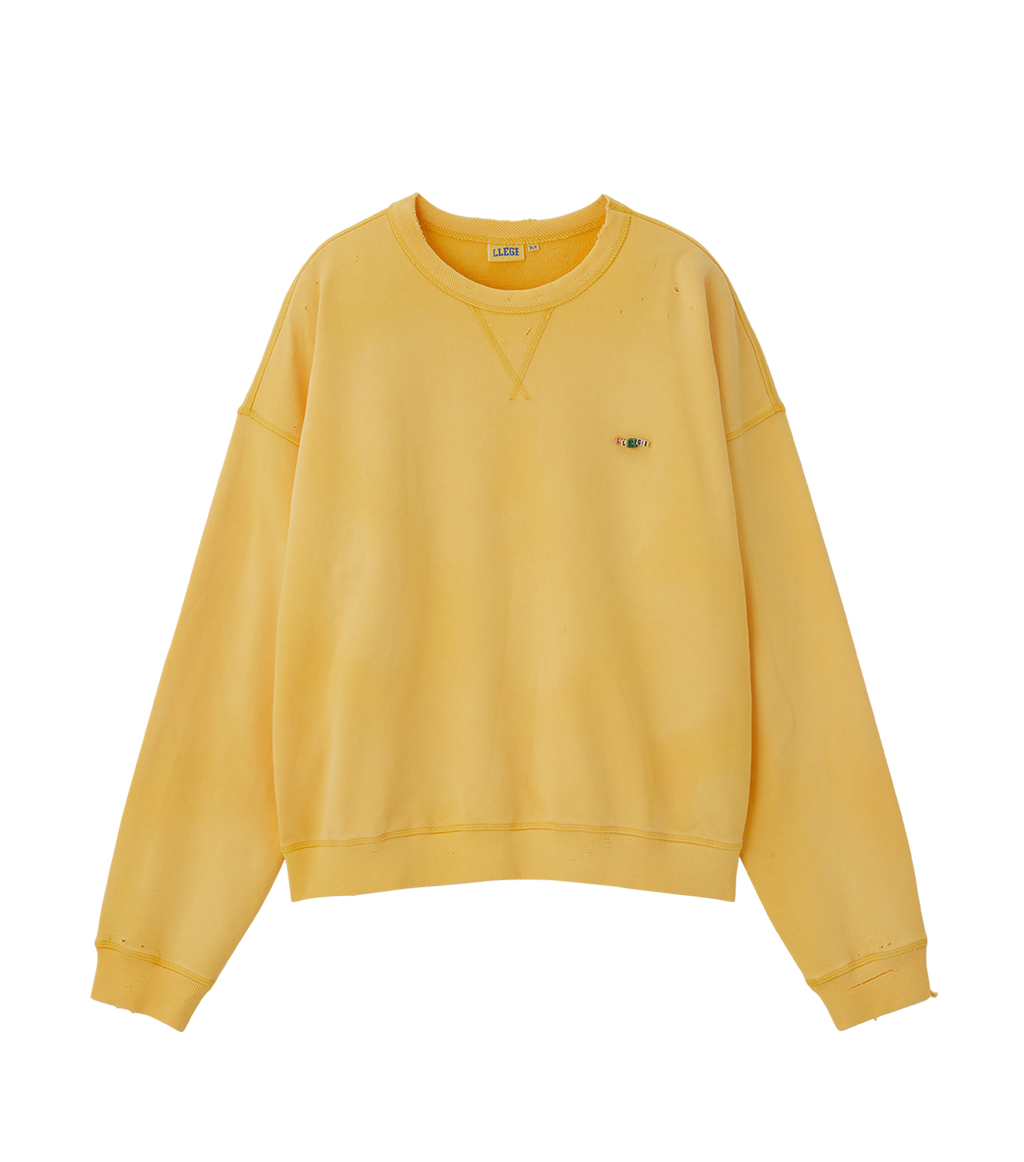 Llege - Garment Dyed Cube Logo Sweatshirt (Yellow) product image 1 | TRAB K-Fashion Australia