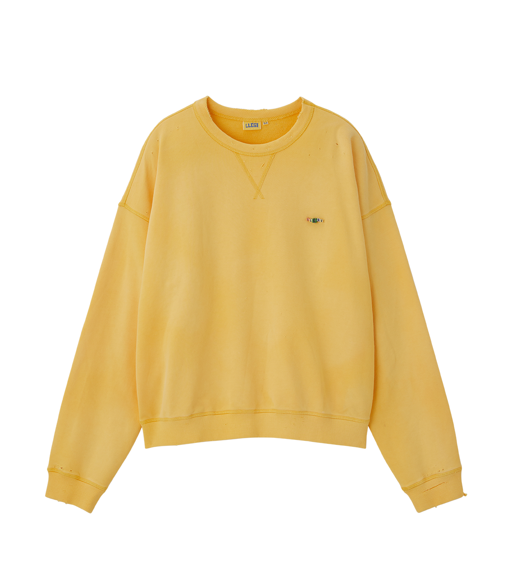 Llege - Garment Dyed Cube Logo Sweatshirt (Yellow) product image 1 | TRAB K-Fashion Australia