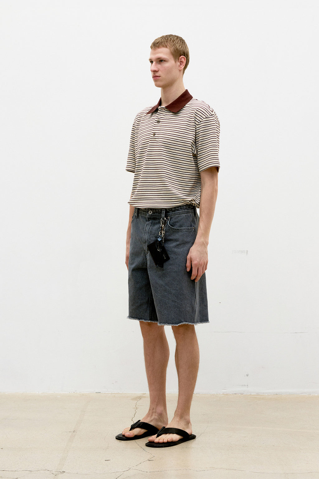 Coor - Multi-Pin Stripe Polo Shirt (Brown) product image 3 | TRAB K-Fashion Australia