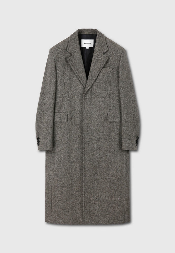 Tonywack - Herringbone Wool Tailored Single Coat (Beige/Grey) product image 9 | TRAB K-Fashion Australia