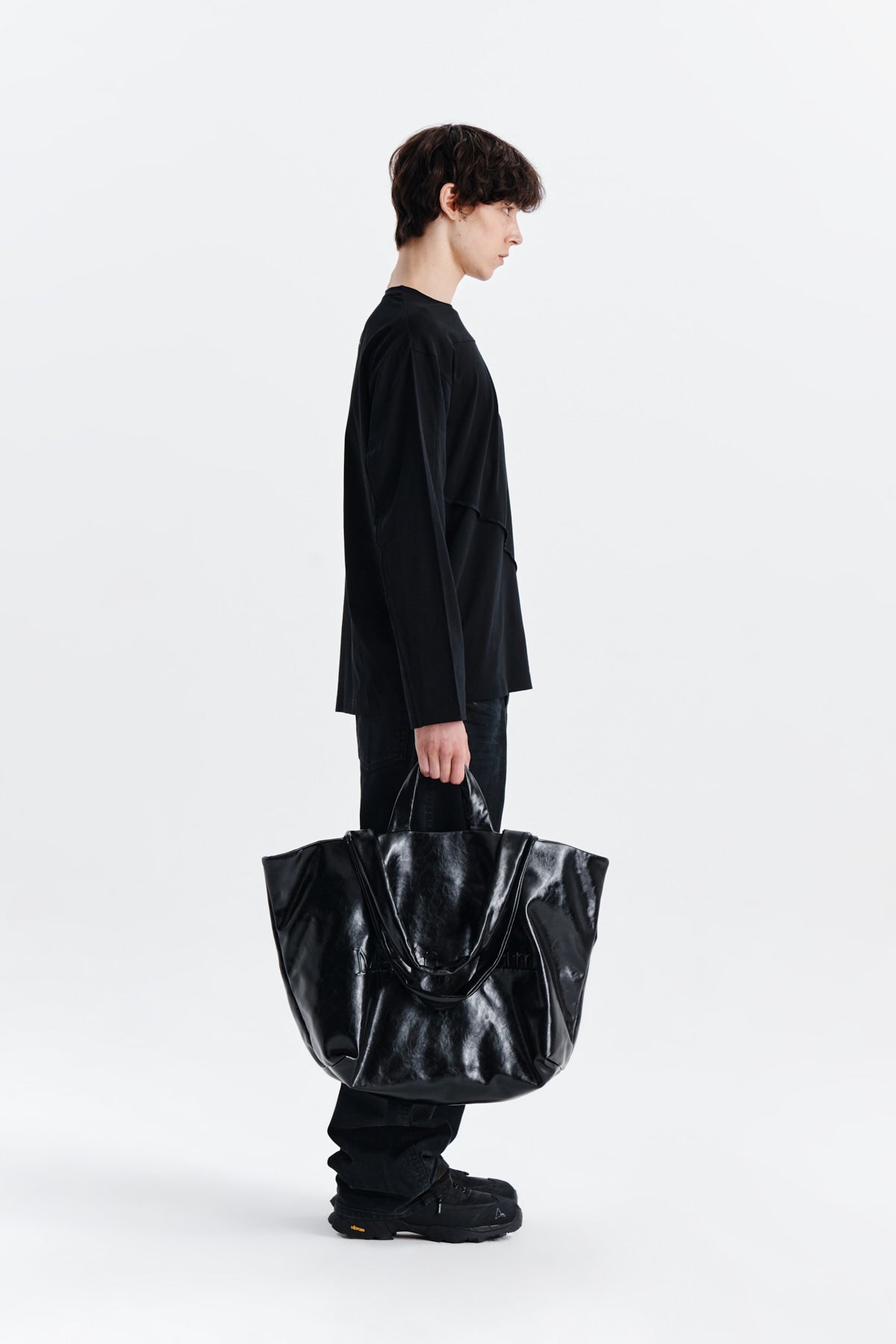 Matin Kim - Diagonal Overfit Long Sleeve Top (Black) product image 6 | TRAB K-Fashion Australia