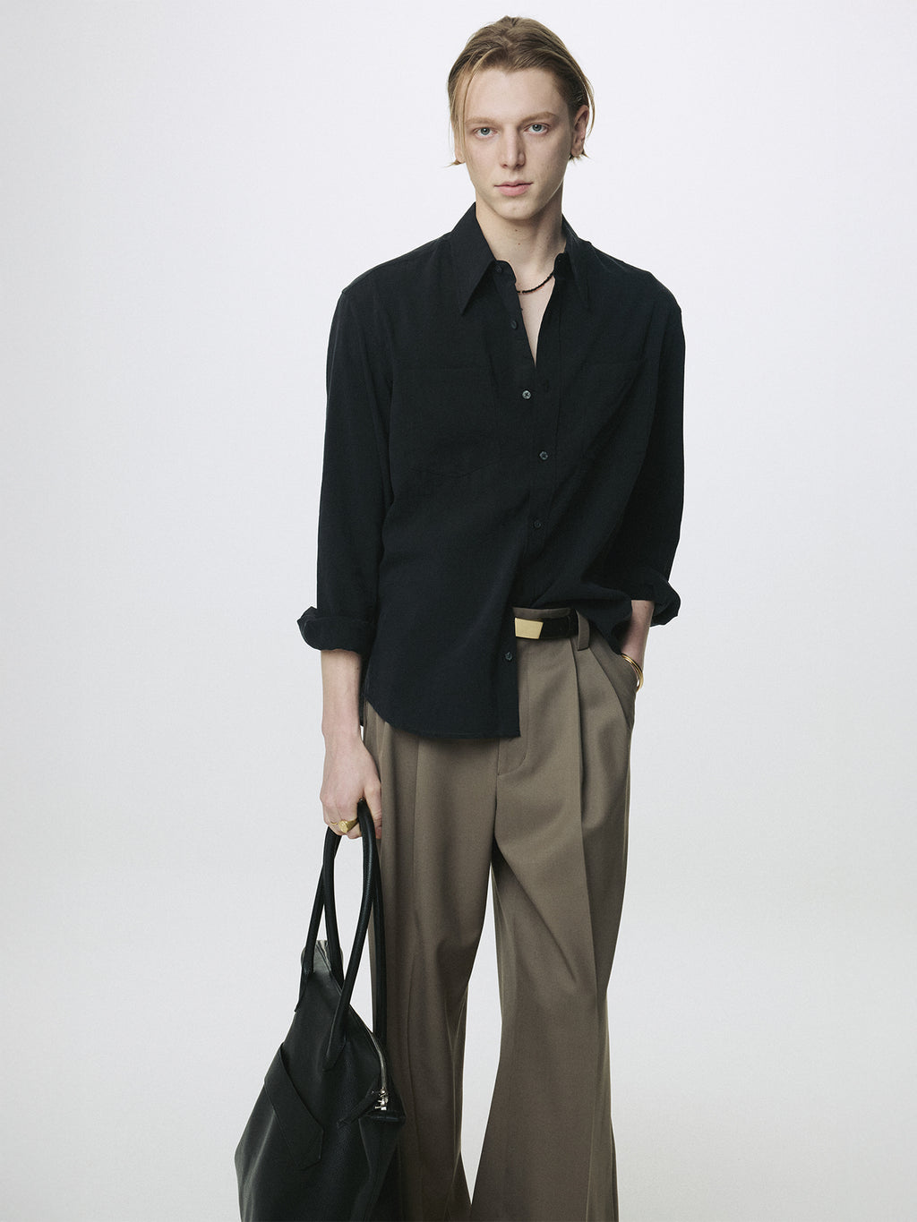 Tonywack - Silk Crepe Shirt (Black) product image 1 | TRAB K-Fashion Australia