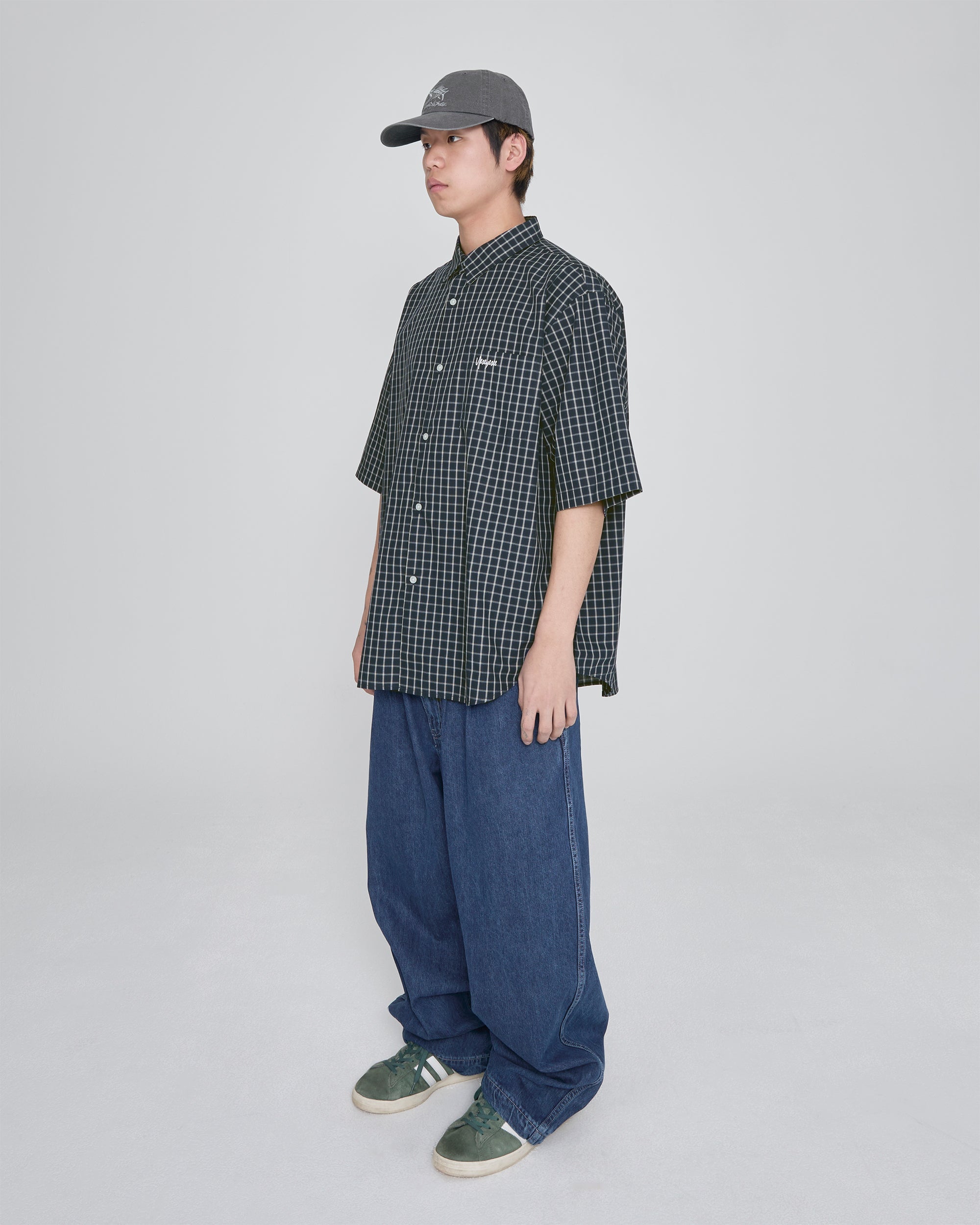 yeseyesee - Y.E.S Short Sleeve Check Shirt (Navy) product image 8 | TRAB K-Fashion Australia
