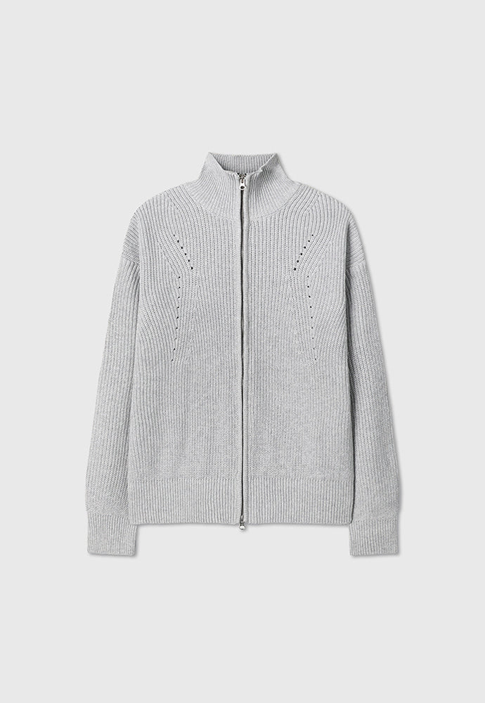 Tonywack - Italian Cotton Hard Twist Zip-Up Knit (Light Grey) product image 7 | TRAB K-Fashion Australia