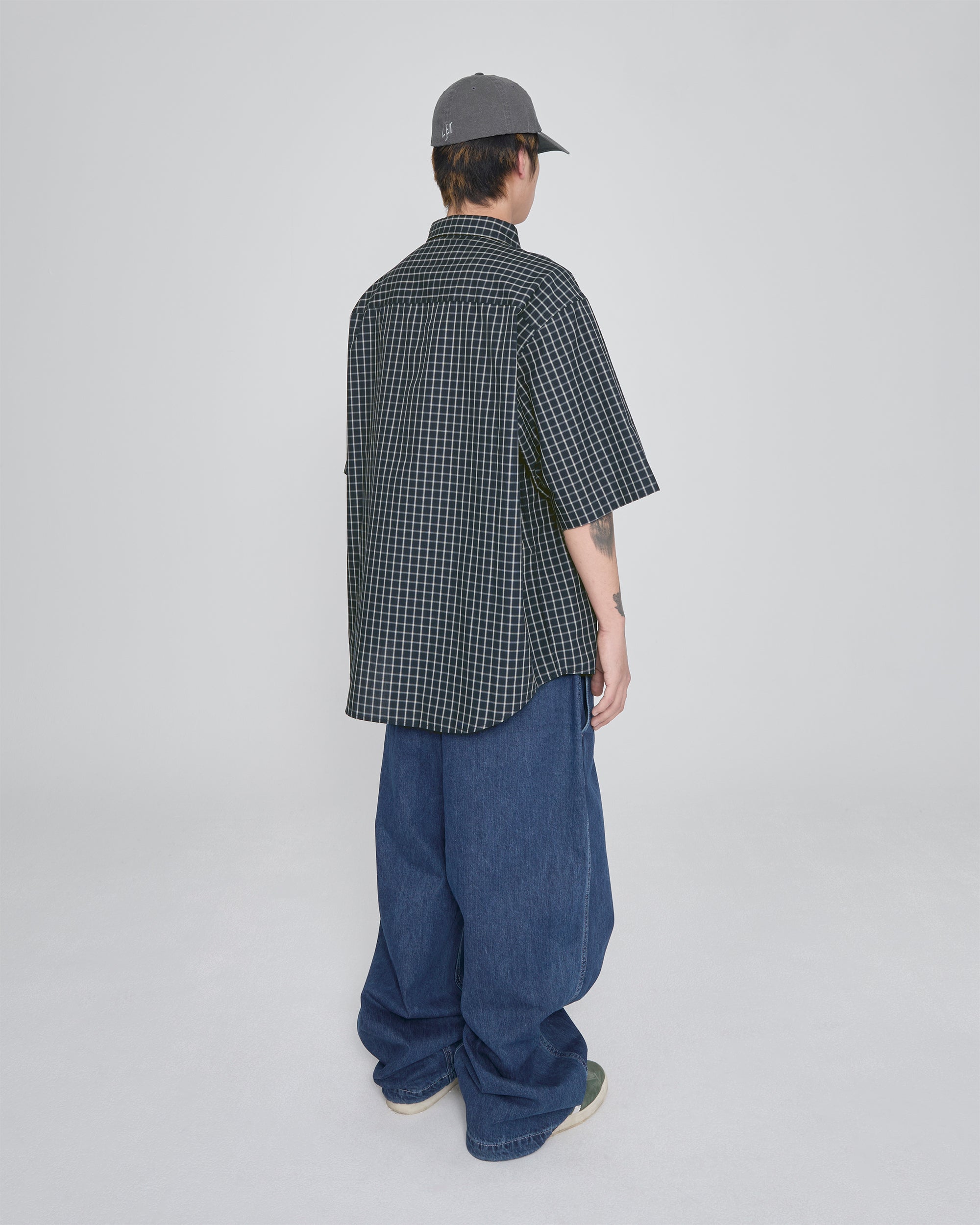 yeseyesee - Y.E.S Short Sleeve Check Shirt (Navy) product image 9 | TRAB K-Fashion Australia