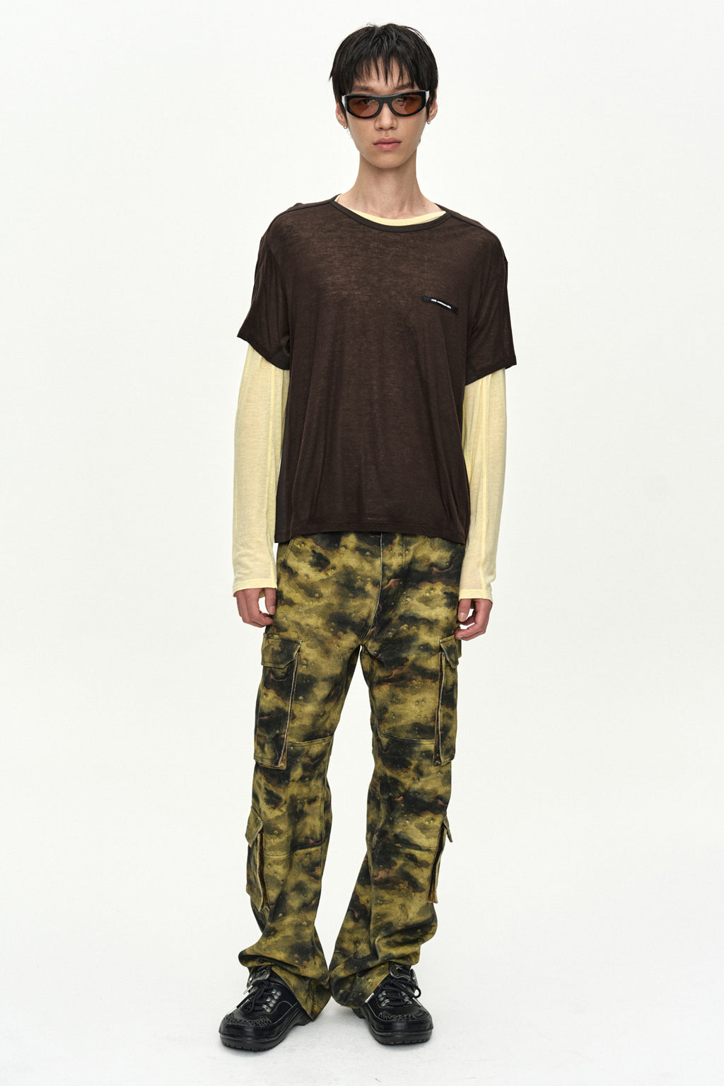 Andersson Bell - Brad Layered T-Shirt (Lemon/Brown) product image 2 | TRAB K-Fashion Australia