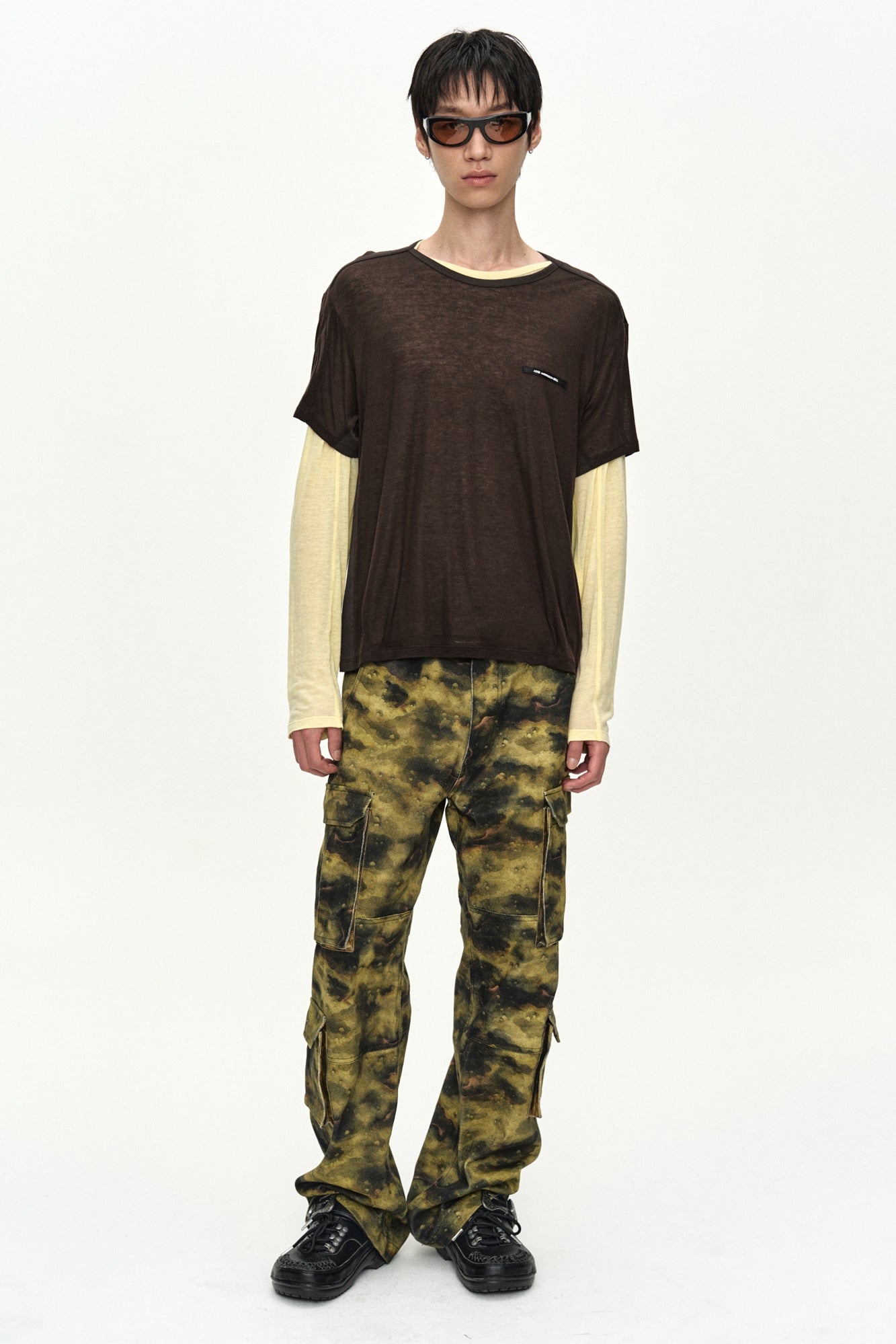 Andersson Bell - Brad Layered T-Shirt (Lemon/Brown) product image 2 | TRAB K-Fashion Australia