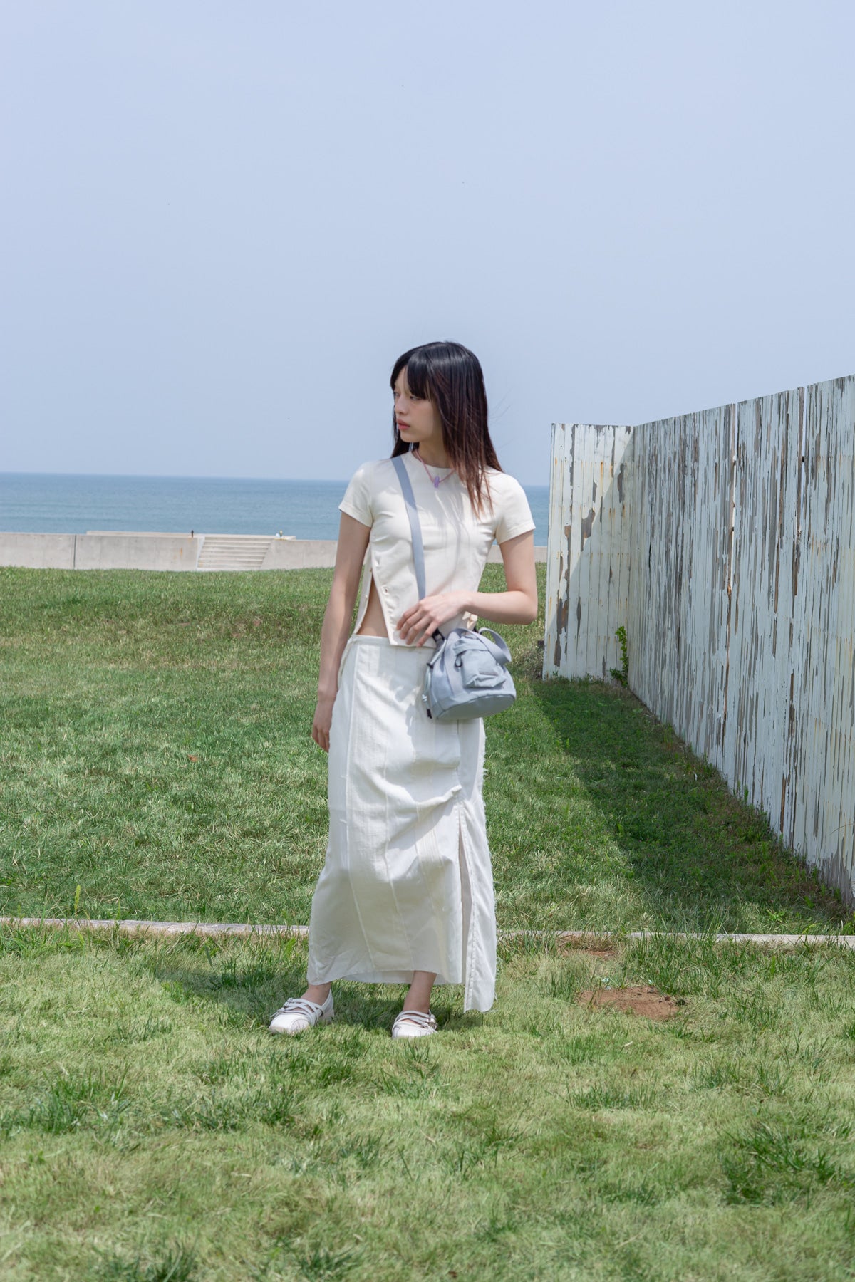 Matin Kim - Slit Button Point Crop Top (Ivory) product image 8 | TRAB K-Fashion Australia