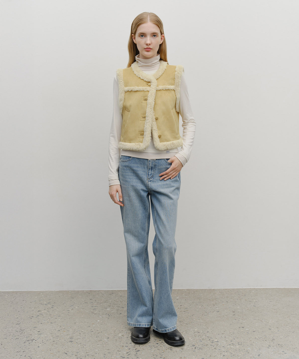 Marithe & Francois Girbaud - Shearling Crop Vest (Beige) product image 5 | TRAB K-Fashion Australia