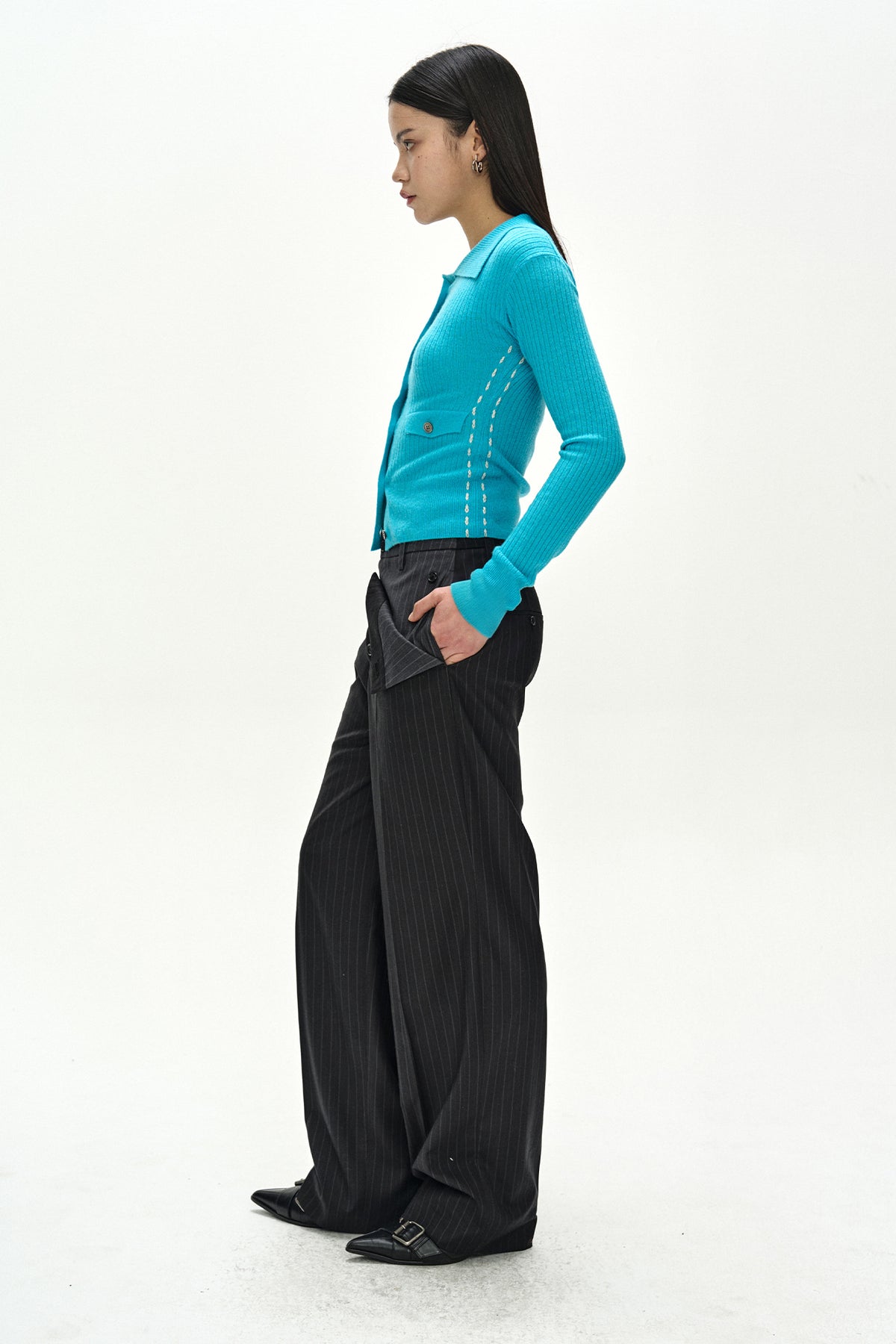 Andersson Bell - Button-Fold Trousers (Grey/Black) product image 2 | TRAB K-Fashion Australia