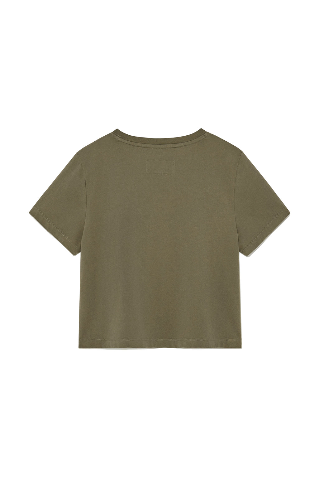 Matin Kim - Unbalance Typo Logo Crop Top (Khaki) product image 2 | TRAB K-Fashion Australia