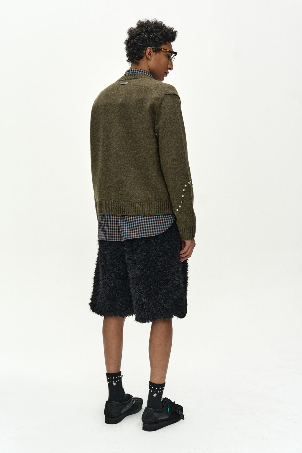 Andersson Bell - Roghen Studded Cardigan (moss Khaki) (Moss Khaki) product image 4 | TRAB K-Fashion Australia