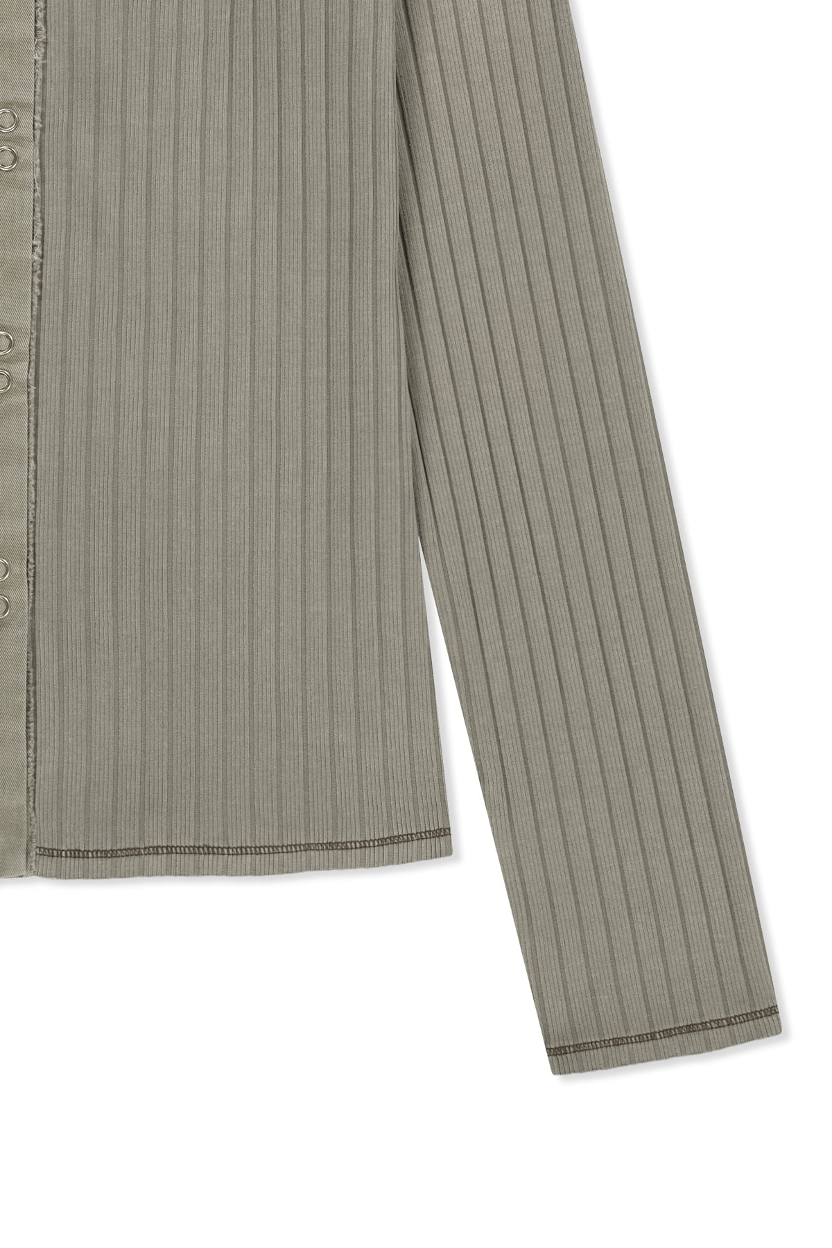 Matin Kim - Vintage Washed Ribbed Snap Top (Light Khaki) product image 4 | TRAB K-Fashion Australia