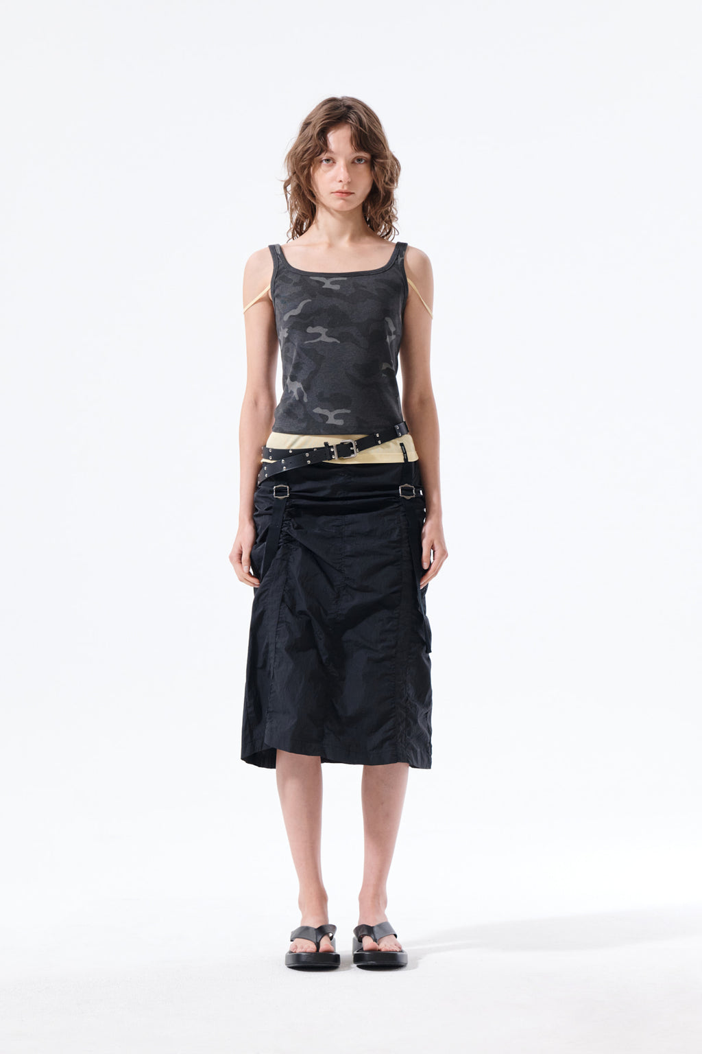 Matin Kim - Nylon Shirring Midi Skirt (Black) product image 6 | TRAB K-Fashion Australia