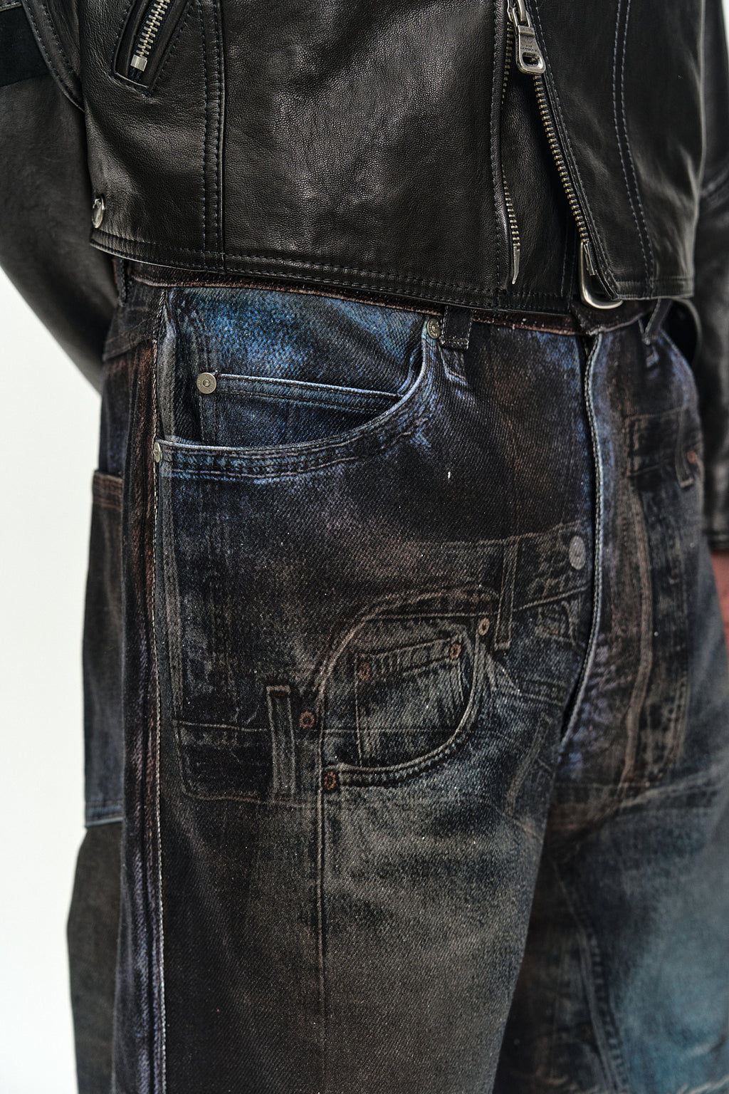 Andersson Bell - Unisex Illusion Patchwork Trompe L'oeil Jeans (blue) (Blue) product image 8 | TRAB K-Fashion Australia