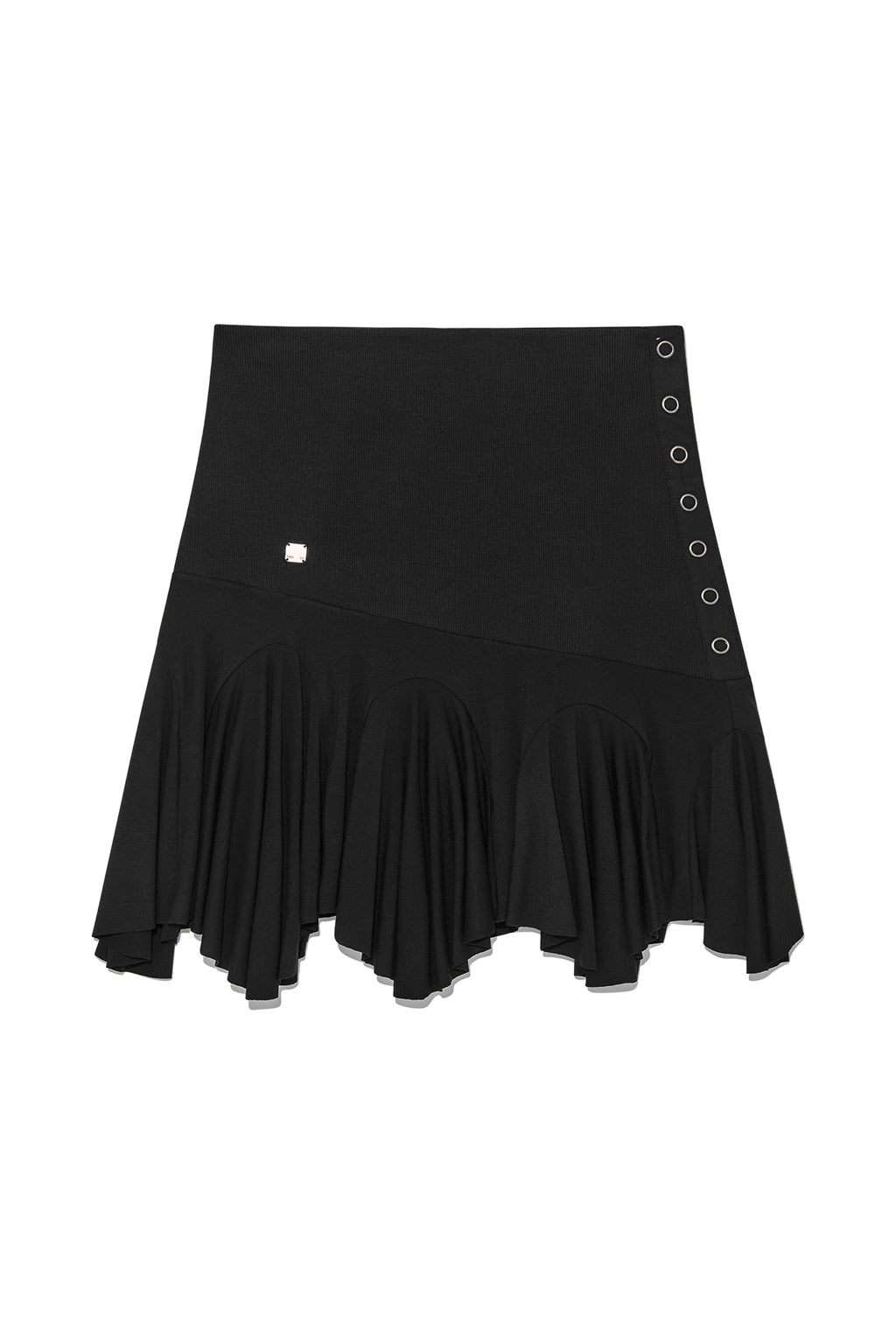 Matin Kim - Unbalance Flare Folding Skirt (Black) product image 1 | TRAB K-Fashion Australia