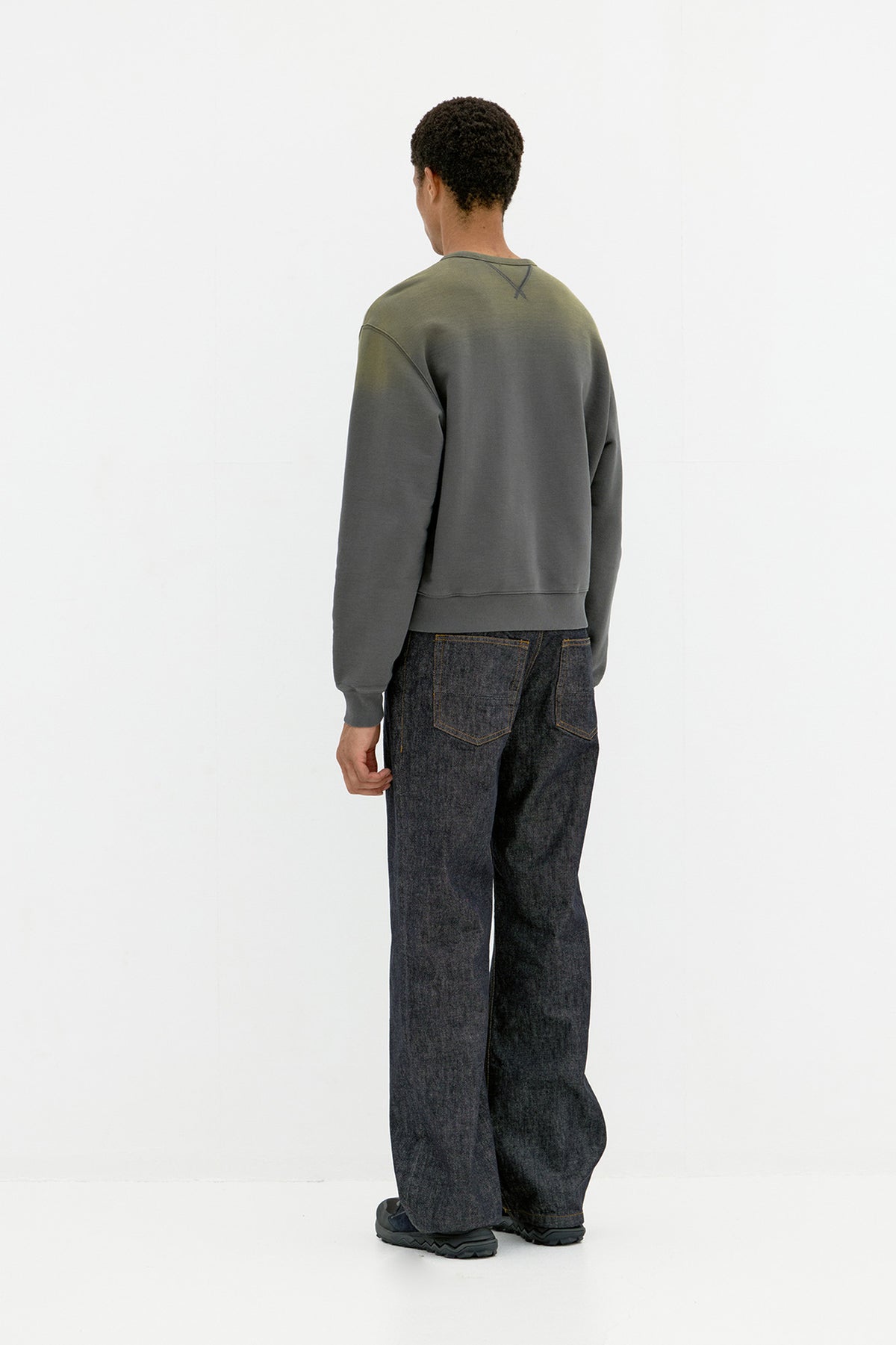 Coor - Panelled Crewneck Sweatshirt (Grayish Khaki) product image 4 | TRAB K-Fashion Australia
