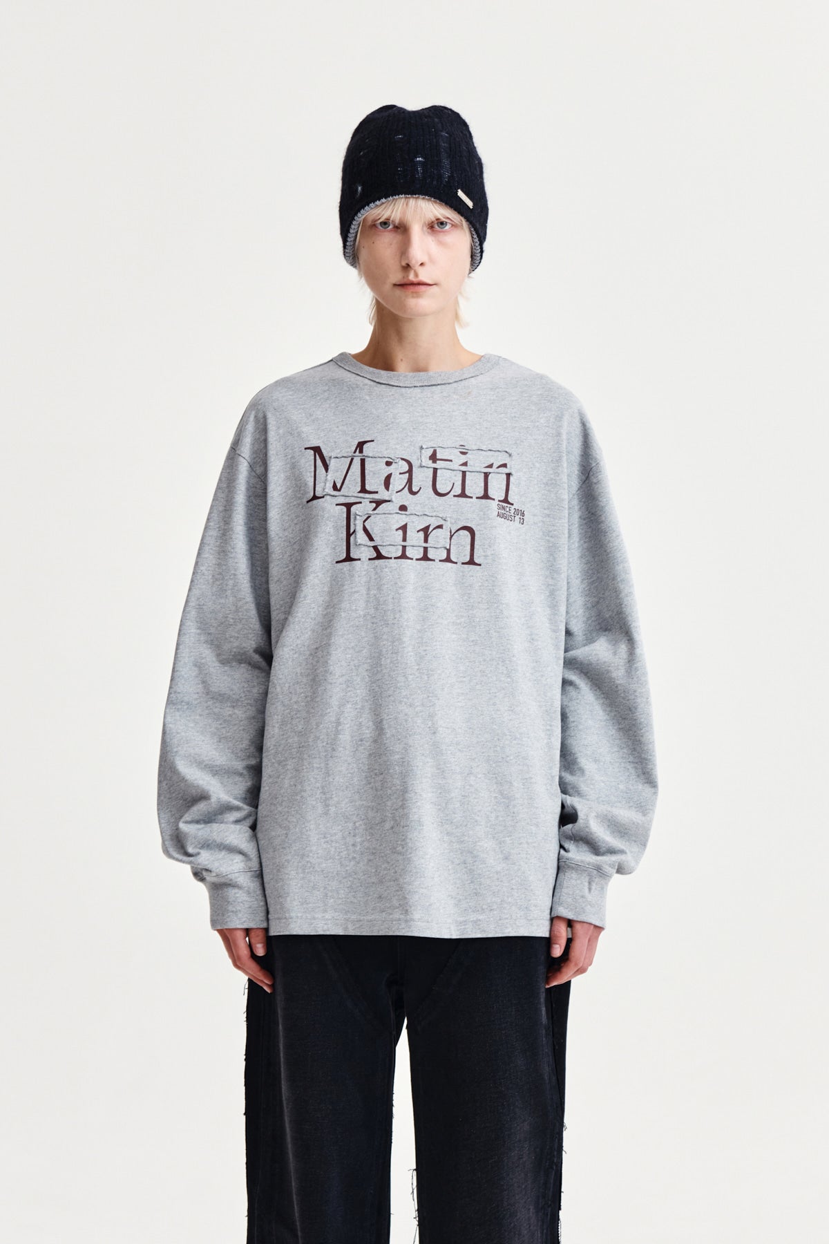 Matin Kim - Patch Graphic Long Sleeve Top (Grey) product image 15 | TRAB K-Fashion Australia
