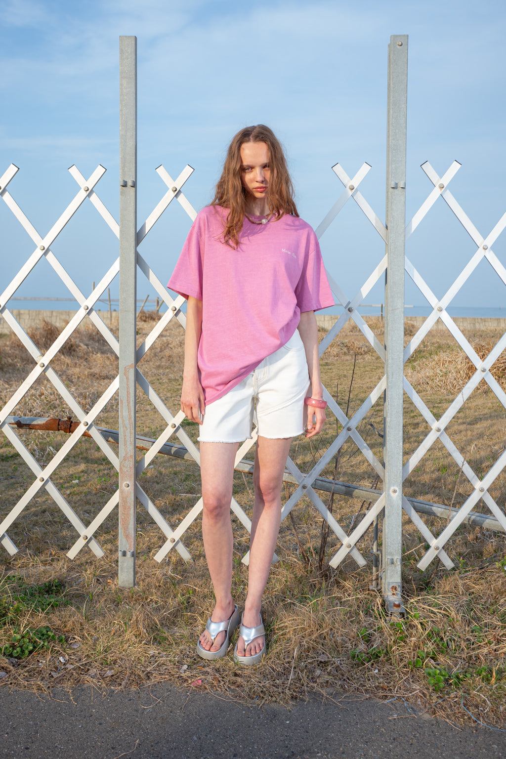Matin Kim - Cut Line Point Denim Shorts (White) product image 7 | TRAB K-Fashion Australia