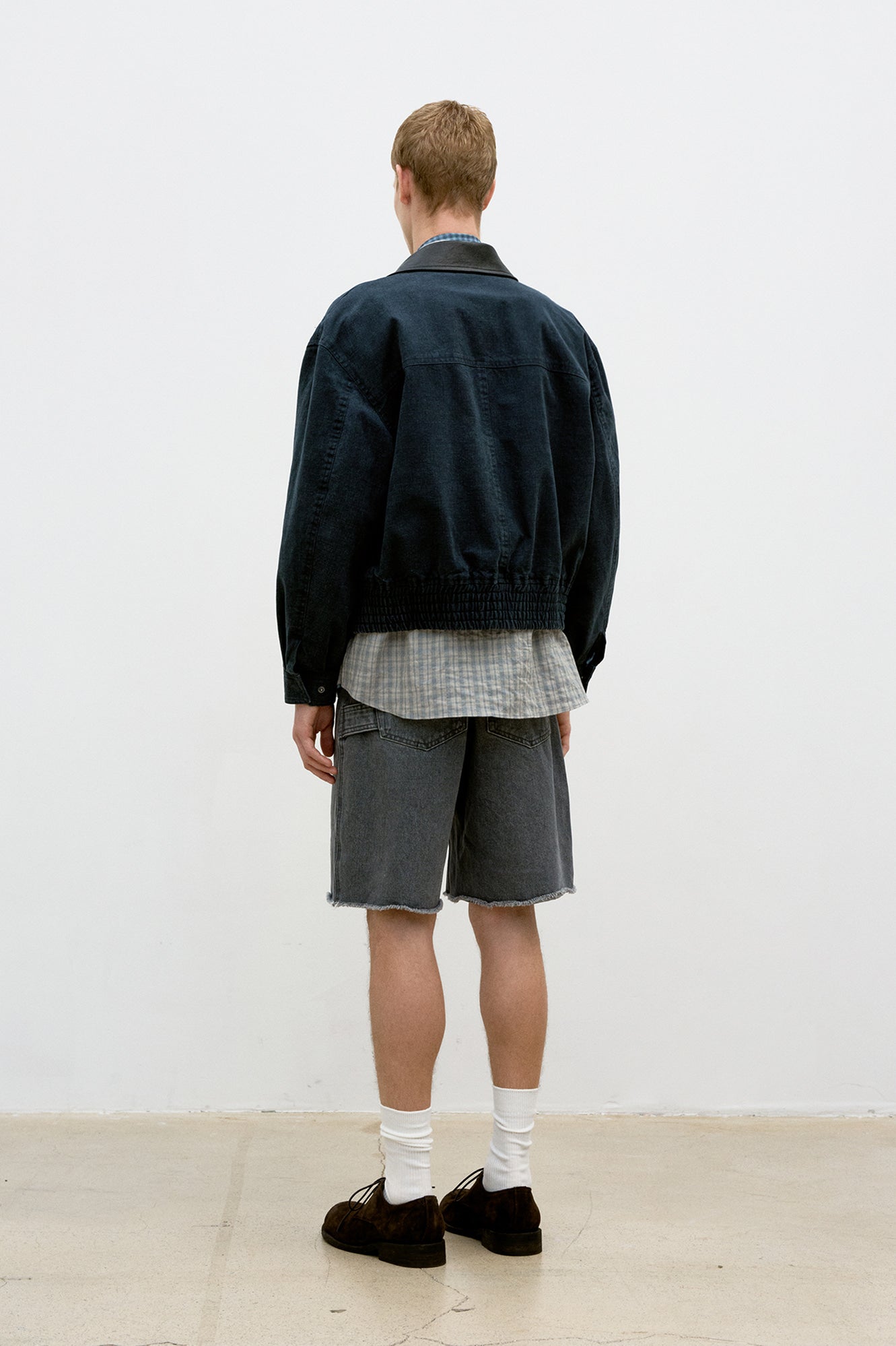 Coor - Leather Collar Washed Cationized Bomber (Washed Navy) product image 4 | TRAB K-Fashion Australia