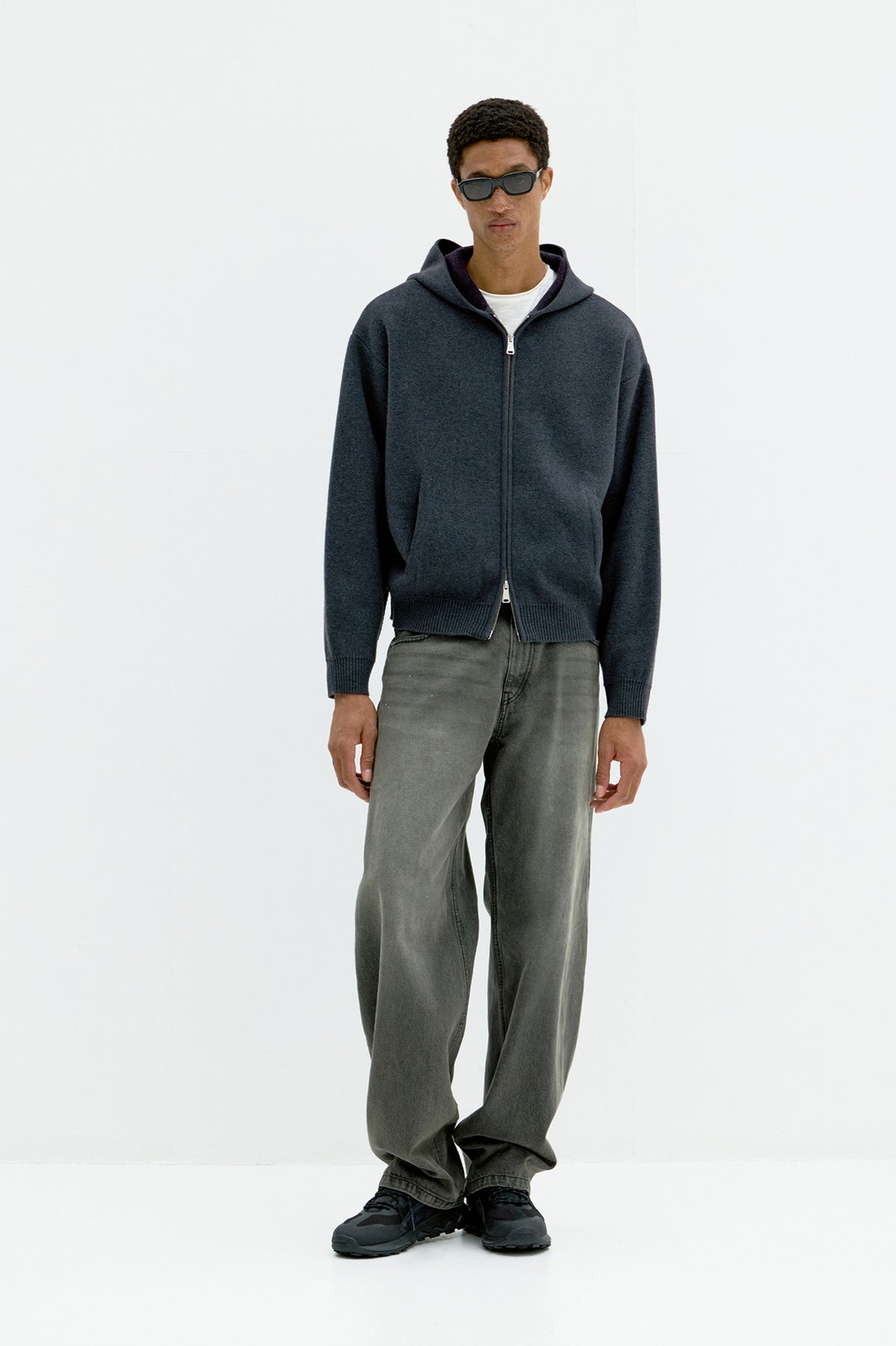 Coor - Double Face Wool And Blend Hoodie Zip-Up (Melange Blue) product image 2 | TRAB K-Fashion Australia