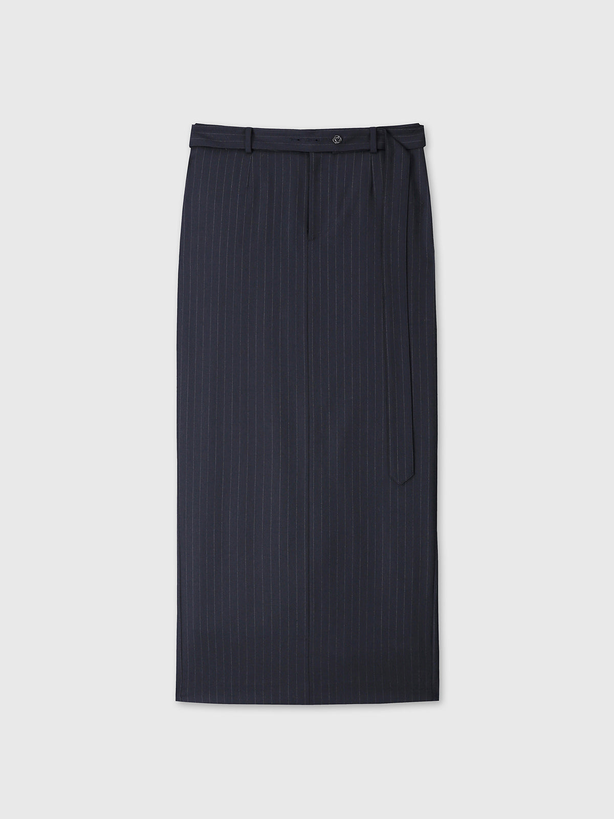 Tonywack - Pinstriped Wool Belted Maxi Skirt (Navy Pinstripe) product image 9 | TRAB K-Fashion Australia
