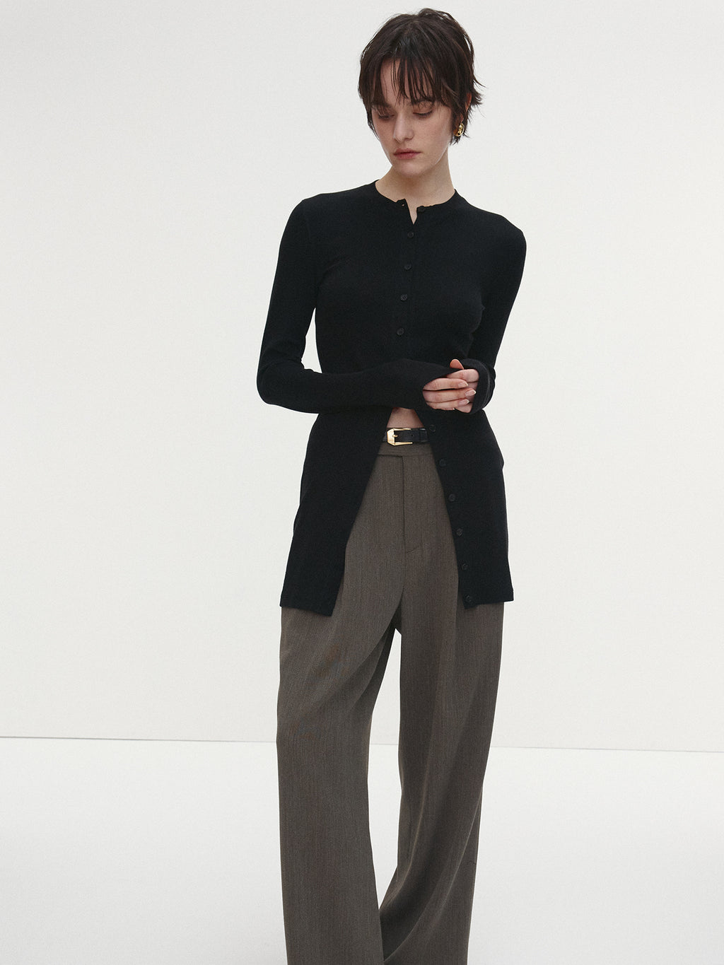 Tonywack - Light Wool Pleated Wide Trousers (Beige Taupe) product image 2 | TRAB K-Fashion Australia