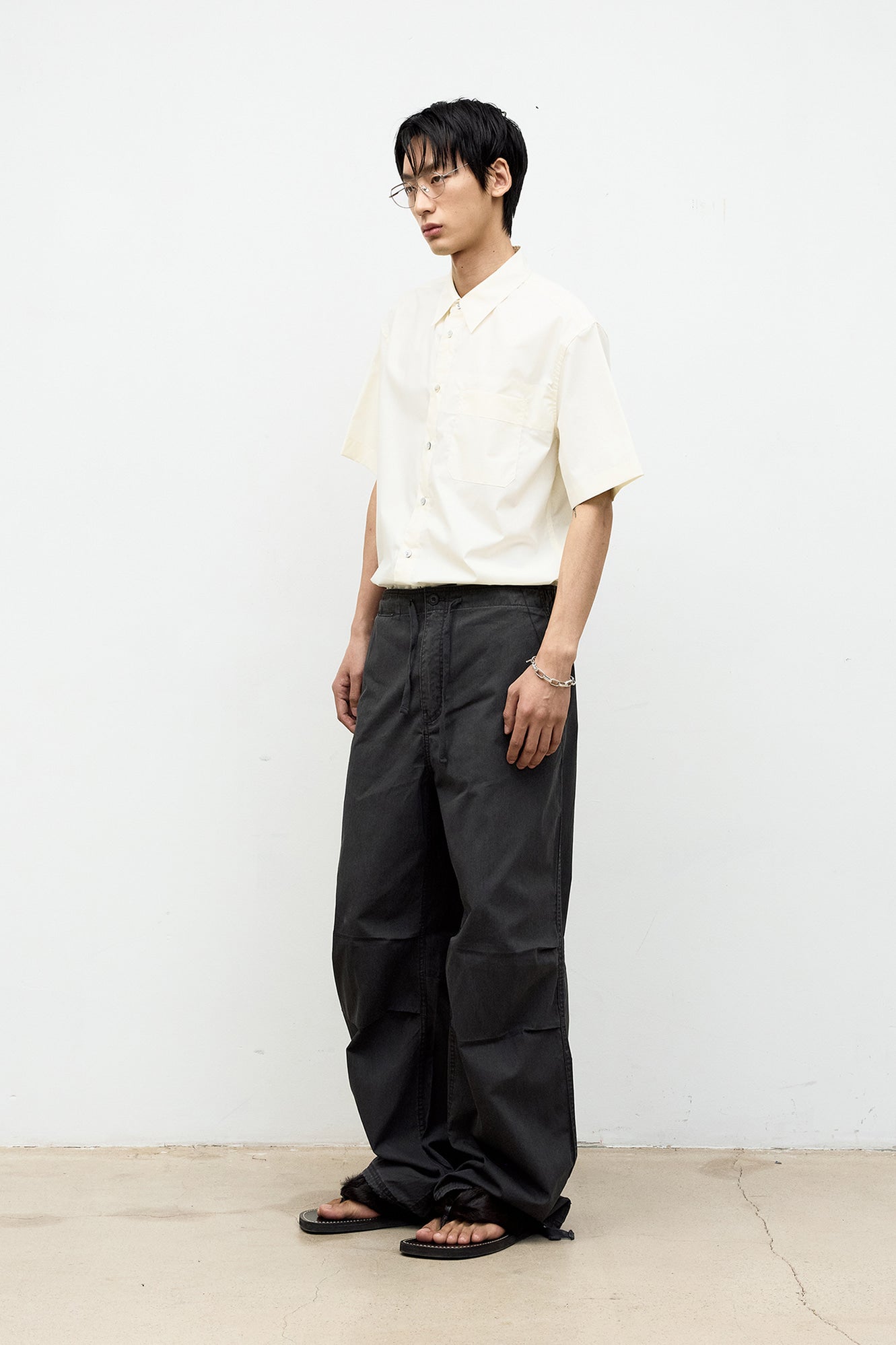 Coor - Drawstring Washed Cotton Pants (Washed Charcoal) product image 3 | TRAB K-Fashion Australia