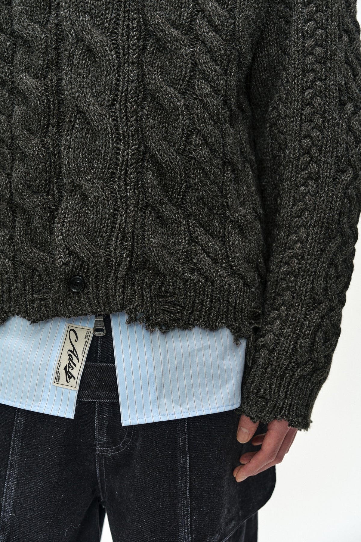 Andersson Bell - Fisherman Cable Zip-Up Sweater (Brown) product image 9 | TRAB K-Fashion Australia