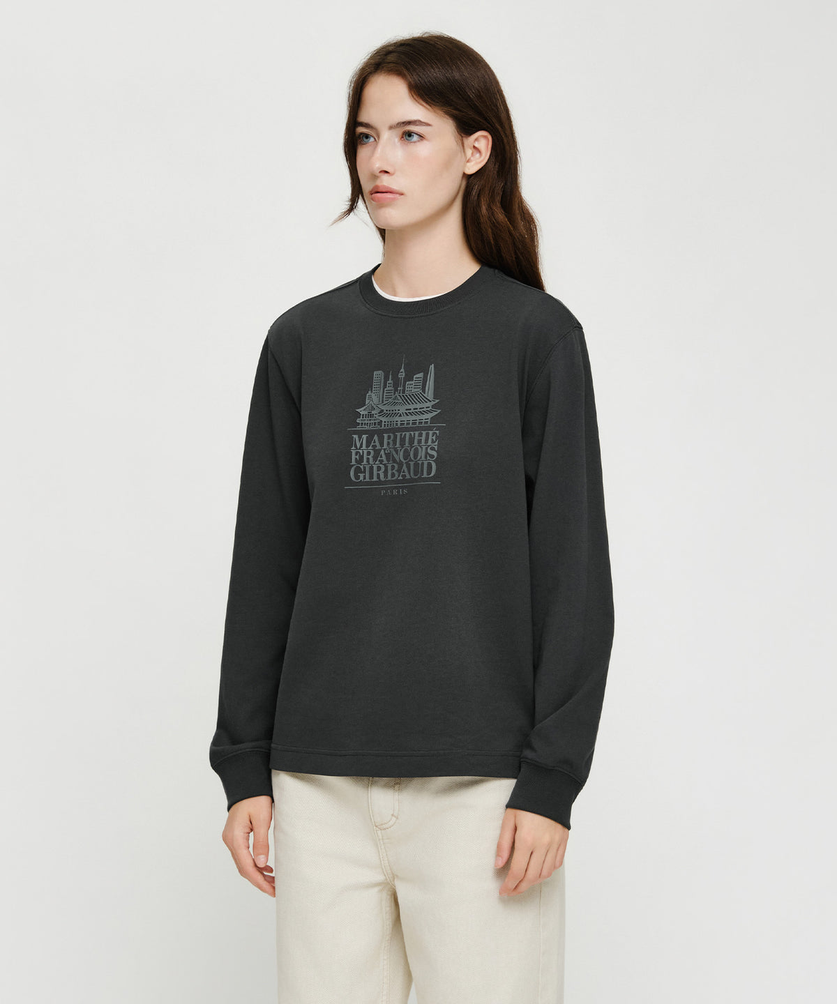 Marithe & Francois Girbaud - Seoul Exclusive Graphic Long Sleeve Tee (Charcoal) product image 2 | TRAB K-Fashion Australia