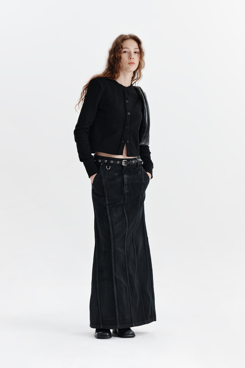Matin Kim - Wax Coating Denim Skirt (Black) product image 9 | TRAB K-Fashion Australia