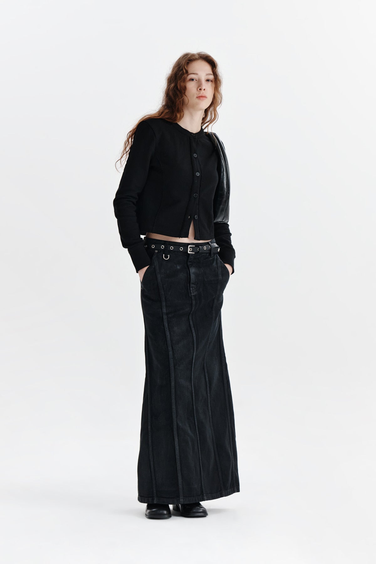 Matin Kim - Wax Coating Denim Skirt (Black) product image 9 | TRAB K-Fashion Australia