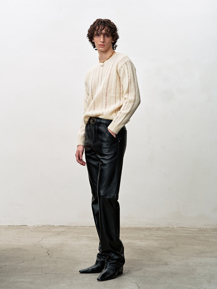 Tonywack - Kid Mohair Distressed Ribbed Sweater (Ecru) product image 3 | TRAB K-Fashion Australia