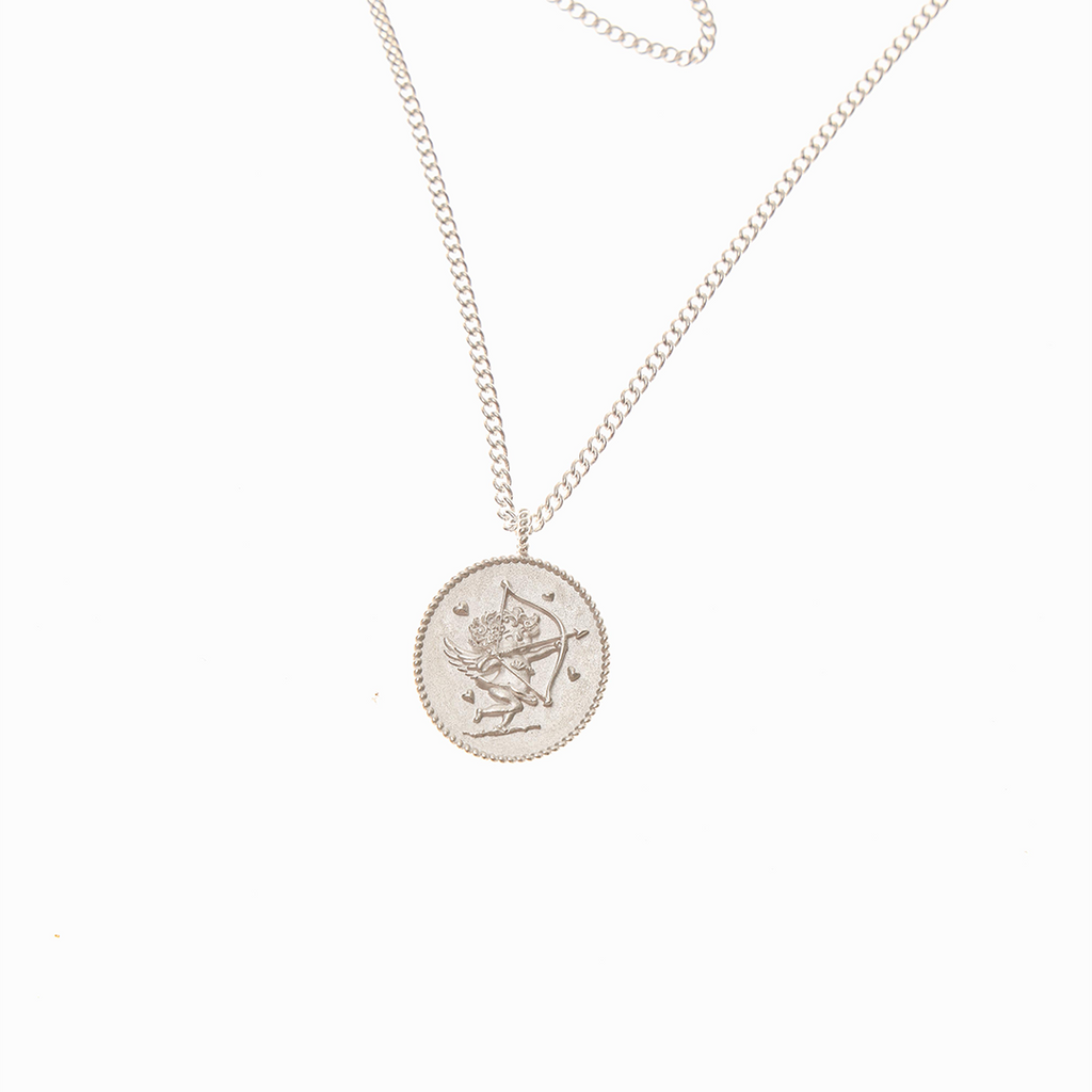 Towtow Archive - Cupid Wish Coin Necklace Frosted (Silver) product image 2 | TRAB K-Fashion Australia