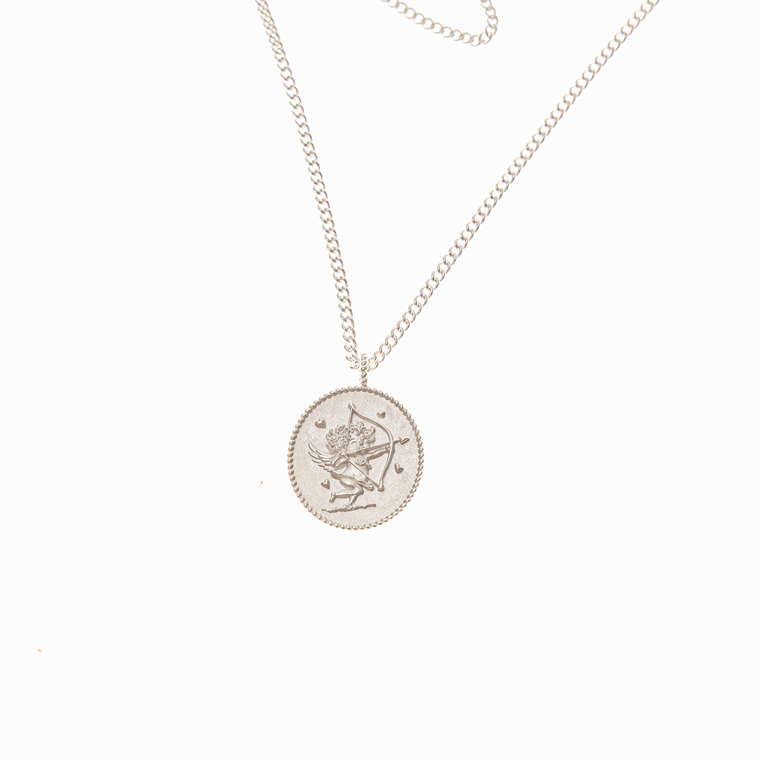 Towtow Archive - Cupid Wish Coin Necklace Frosted (Silver) product image 2 | TRAB K-Fashion Australia