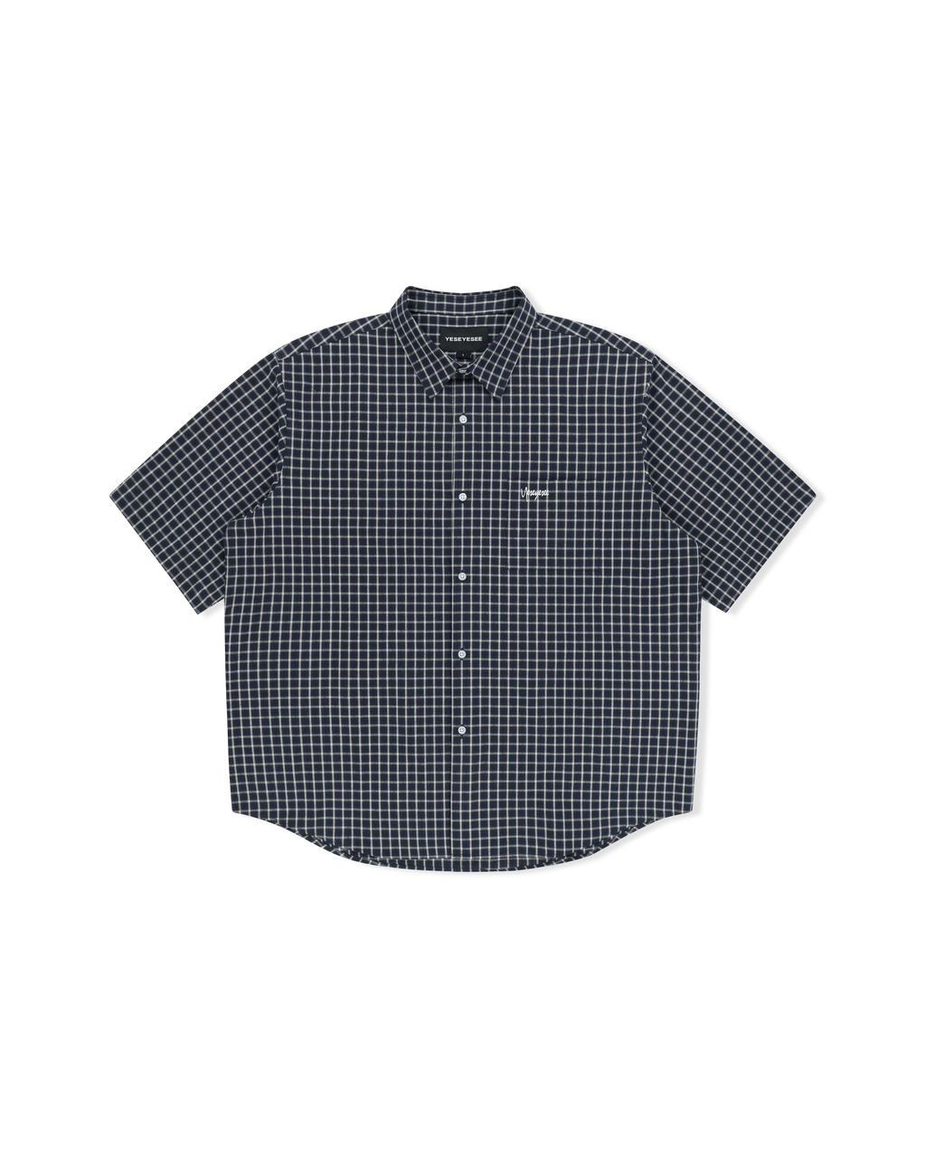 yeseyesee - Y.E.S Short Sleeve Check Shirt (Navy) product image 1 | TRAB K-Fashion Australia