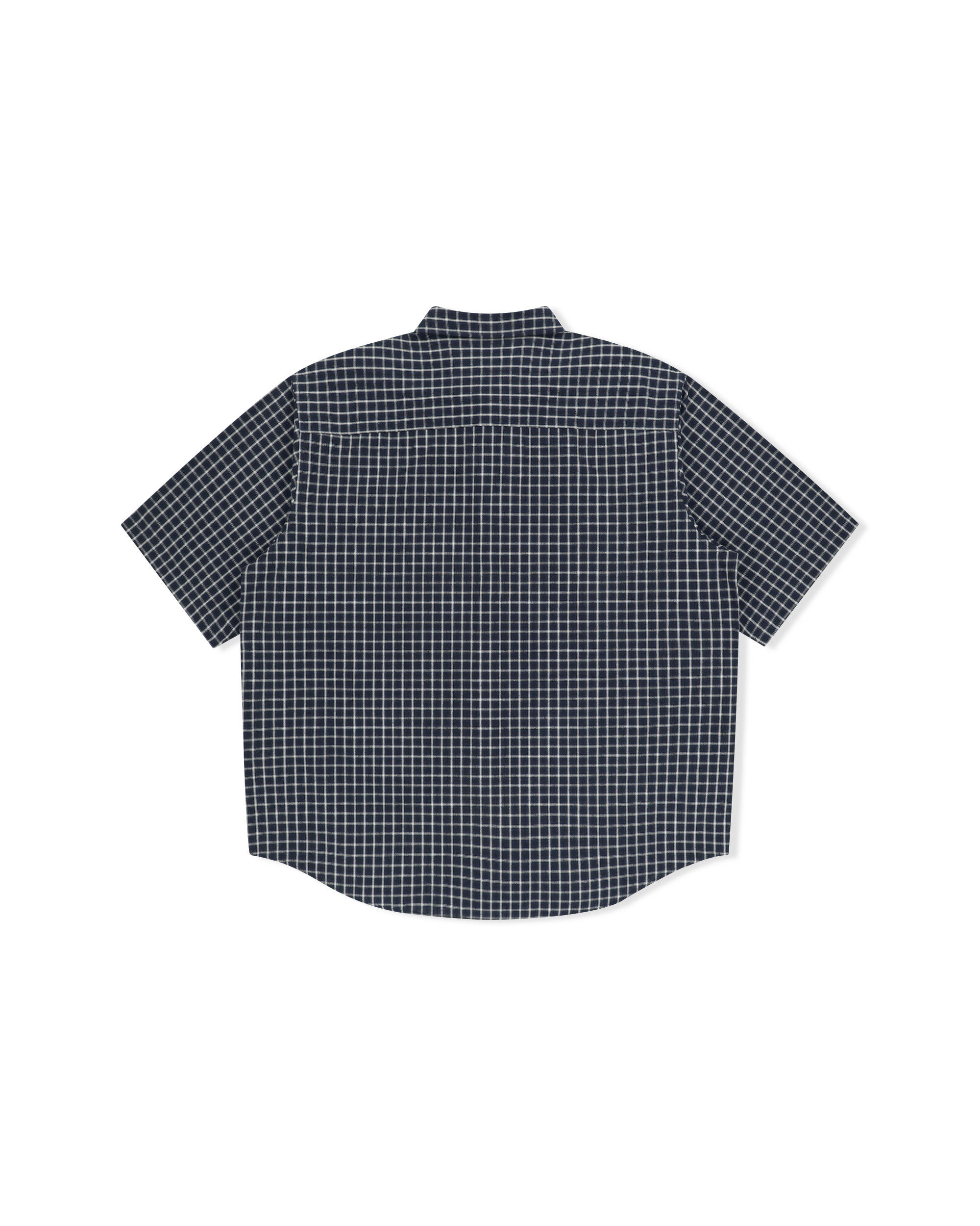 yeseyesee - Y.E.S Short Sleeve Check Shirt (Navy) product image 2 | TRAB K-Fashion Australia