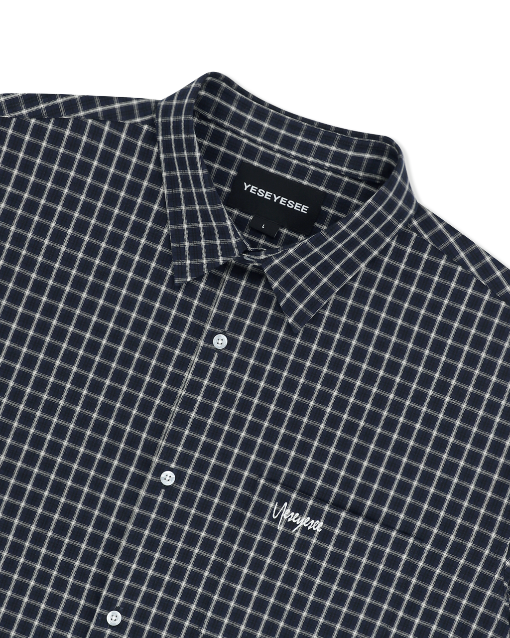 yeseyesee - Y.E.S Short Sleeve Check Shirt (Navy) product image 3 | TRAB K-Fashion Australia