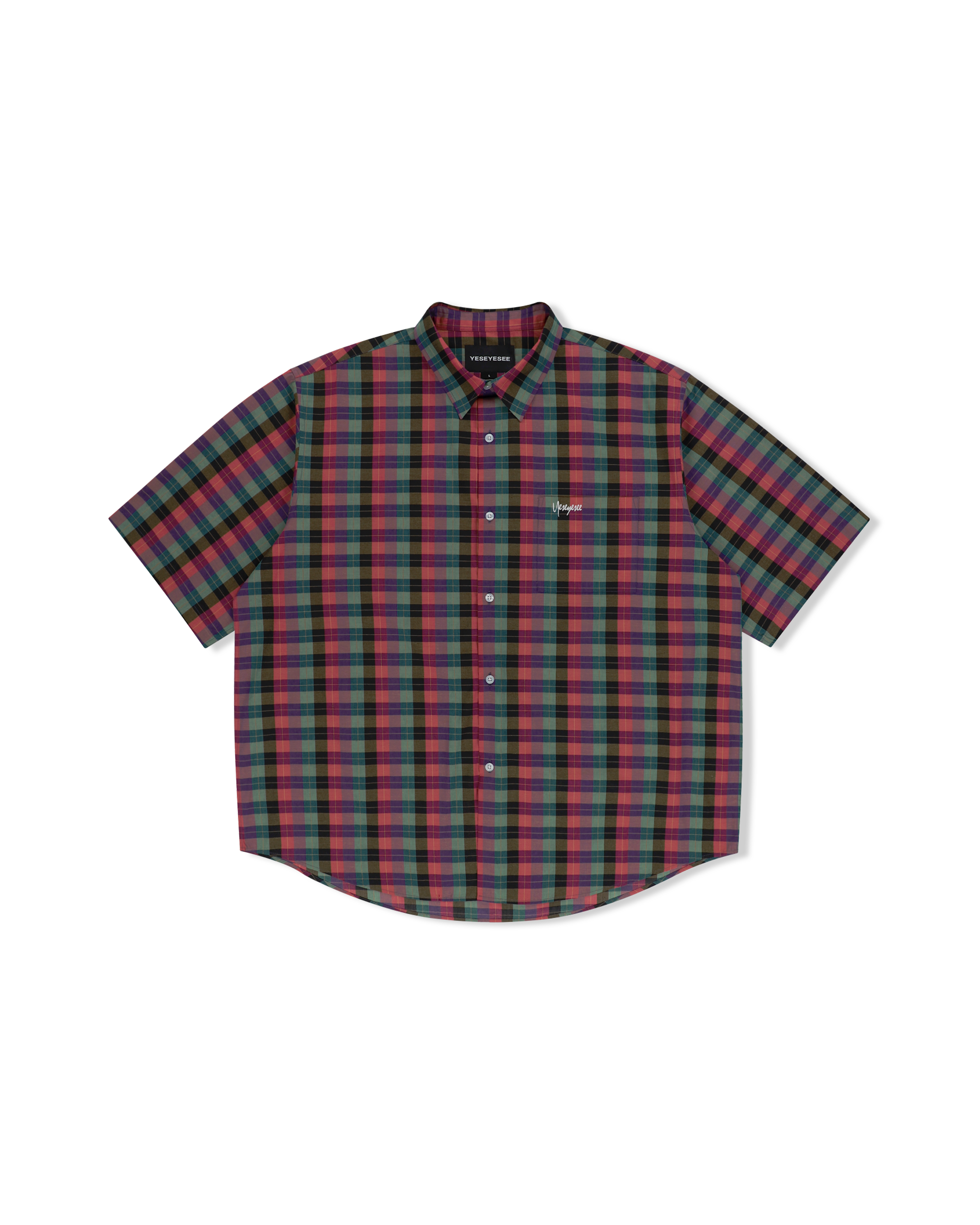 yeseyesee - Y.E.S Short Sleeve Check Shirt (Multi) product image 1 | TRAB K-Fashion Australia