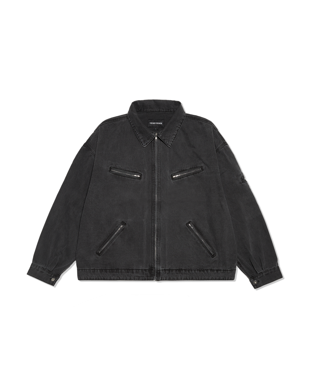 yeseyesee - Loose Fit Zip Up Denim Jacket (Black) product image 1 | TRAB K-Fashion Australia