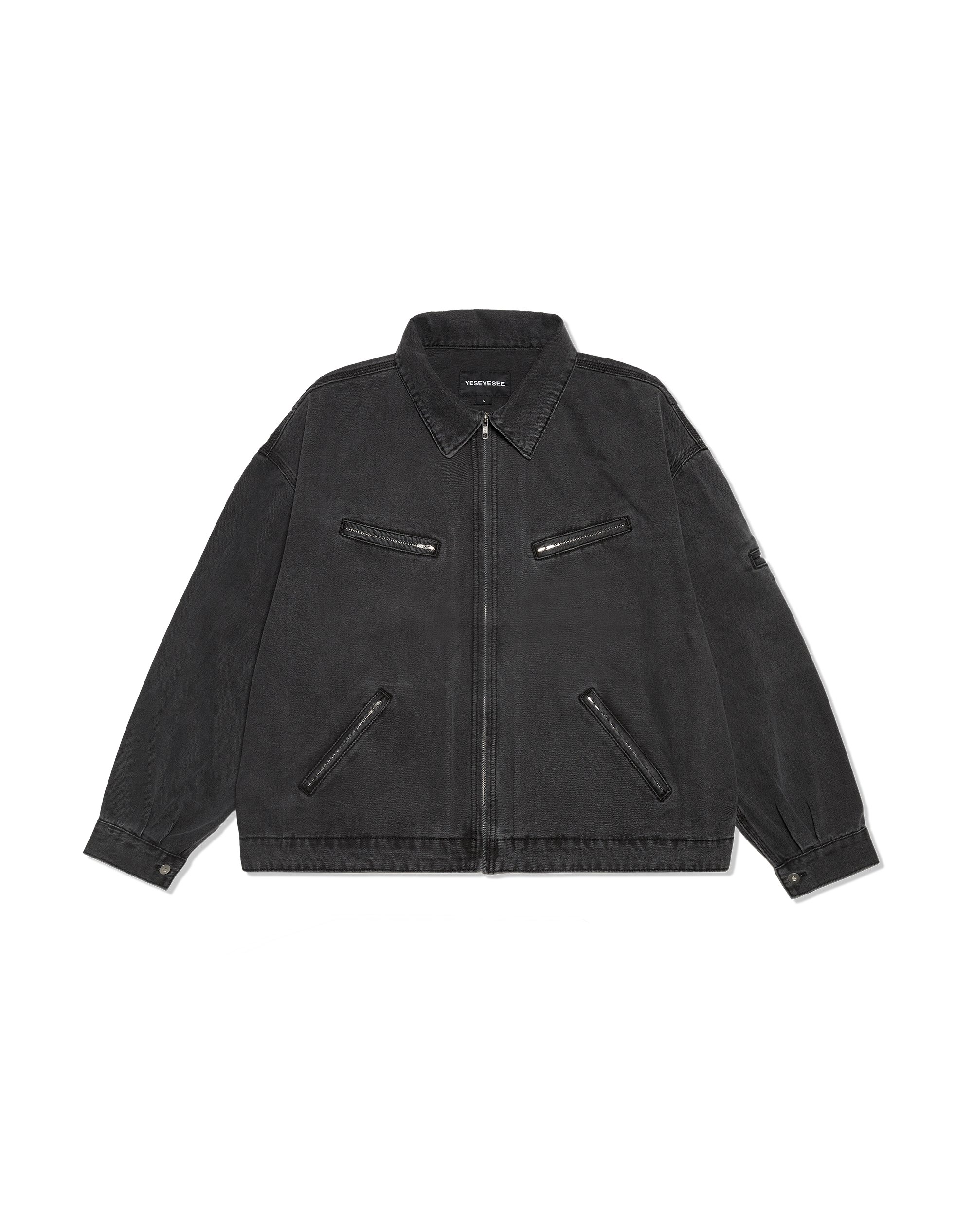 yeseyesee - Loose Fit Zip Up Denim Jacket (Black) product image 1 | TRAB K-Fashion Australia