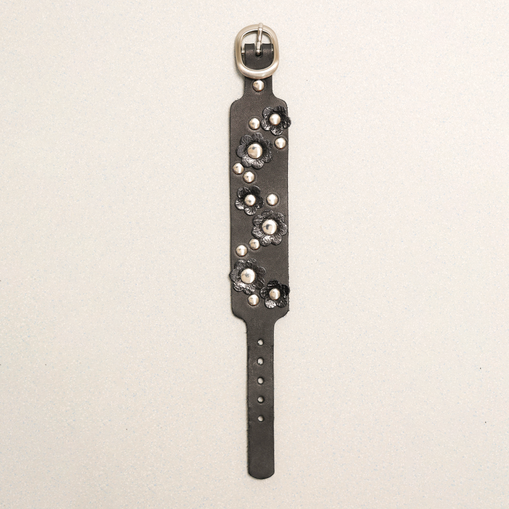 Towtow Archive - Feverfew Leather Bracelet (Black) product image 1 | TRAB K-Fashion Australia