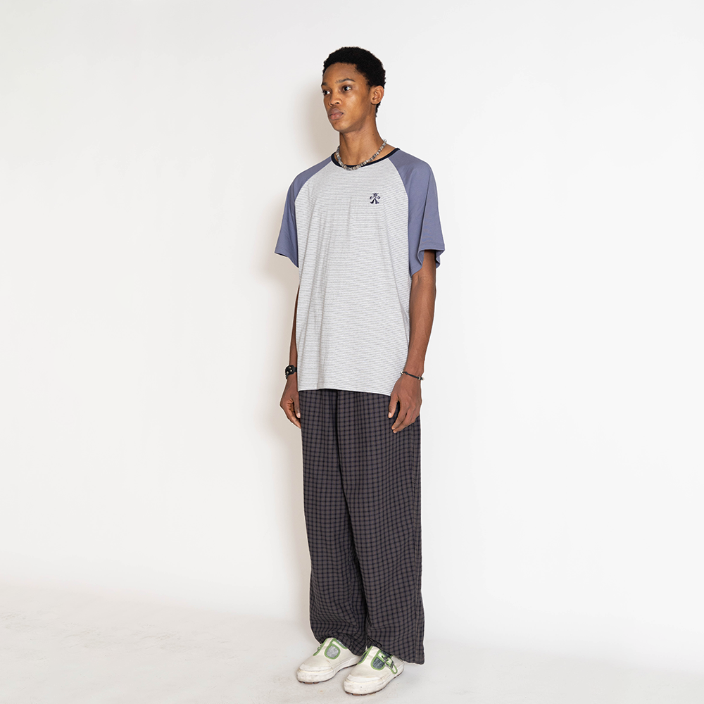 Towtow Archive - Raglan Striped Short Sleeve T-Shirt Light (Gray) product image 6 | TRAB K-Fashion Australia