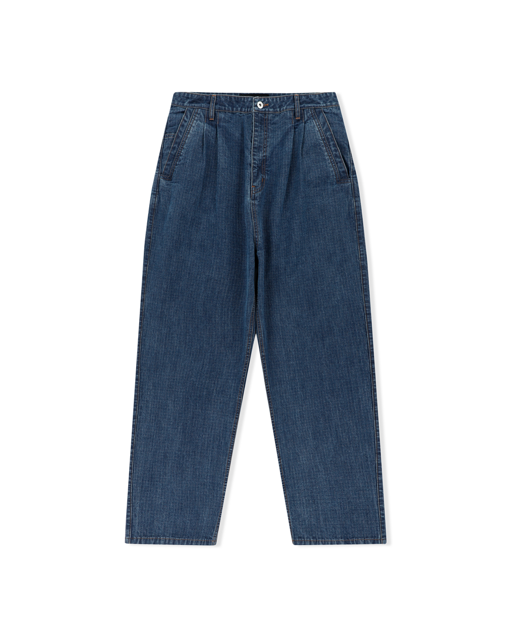 yeseyesee - Two Tucked Ripstop Denim Pants (Medium Indigo) product image 1 | TRAB K-Fashion Australia