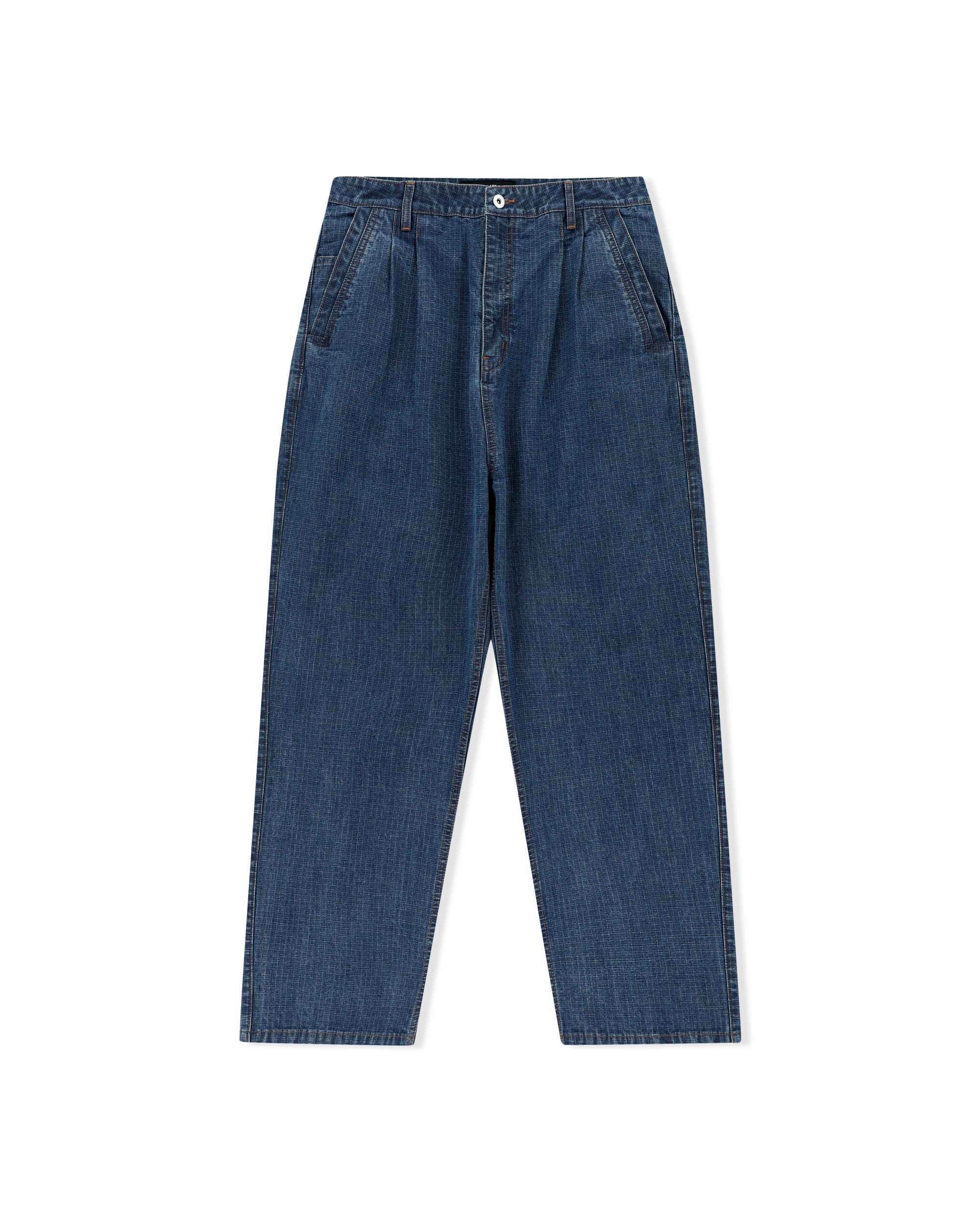 yeseyesee - Two Tucked Ripstop Denim Pants (Medium Indigo) product image 1 | TRAB K-Fashion Australia